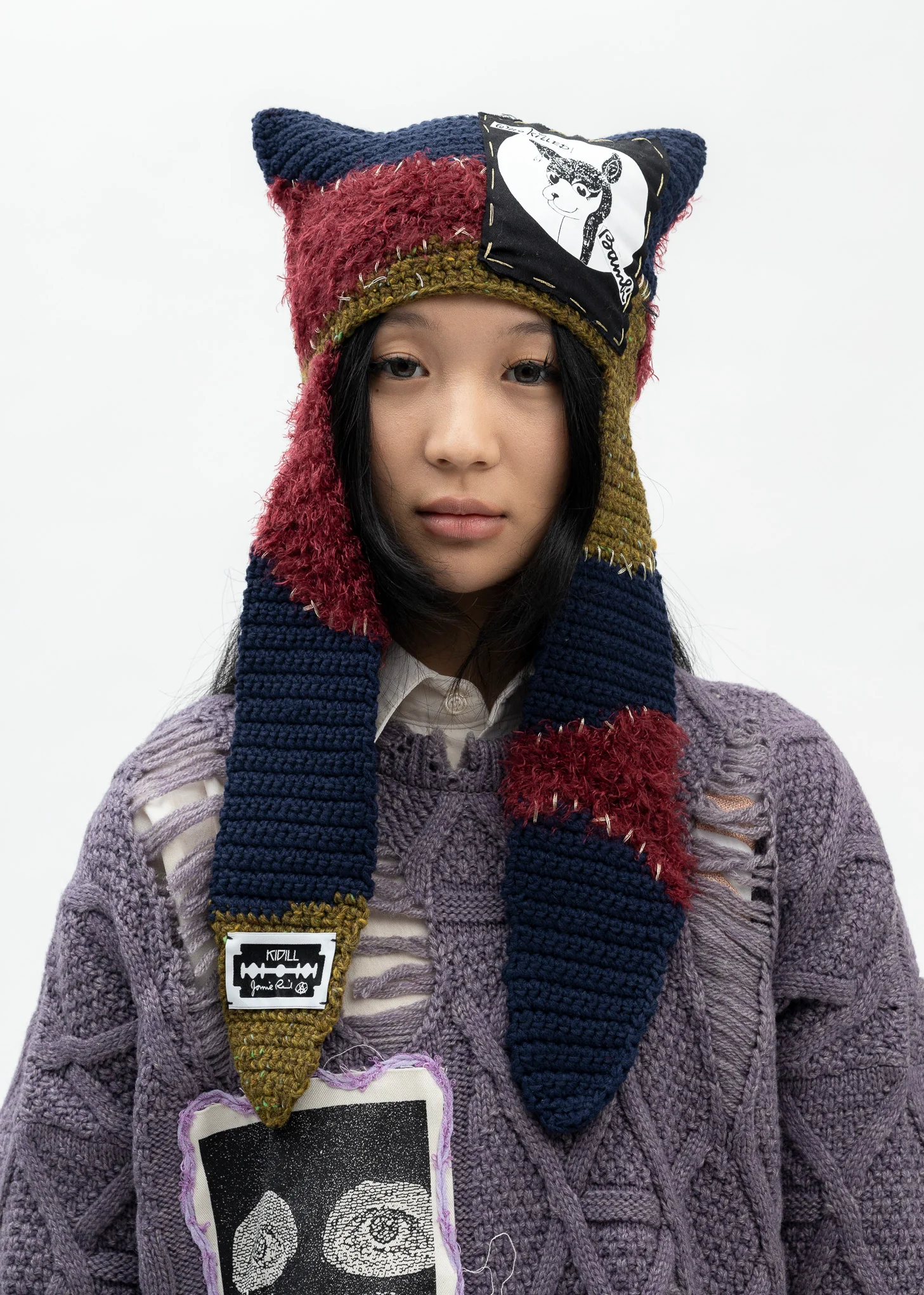 NAVY BLUE WHO KILLED BAMBI HAND KNIT BEANIE