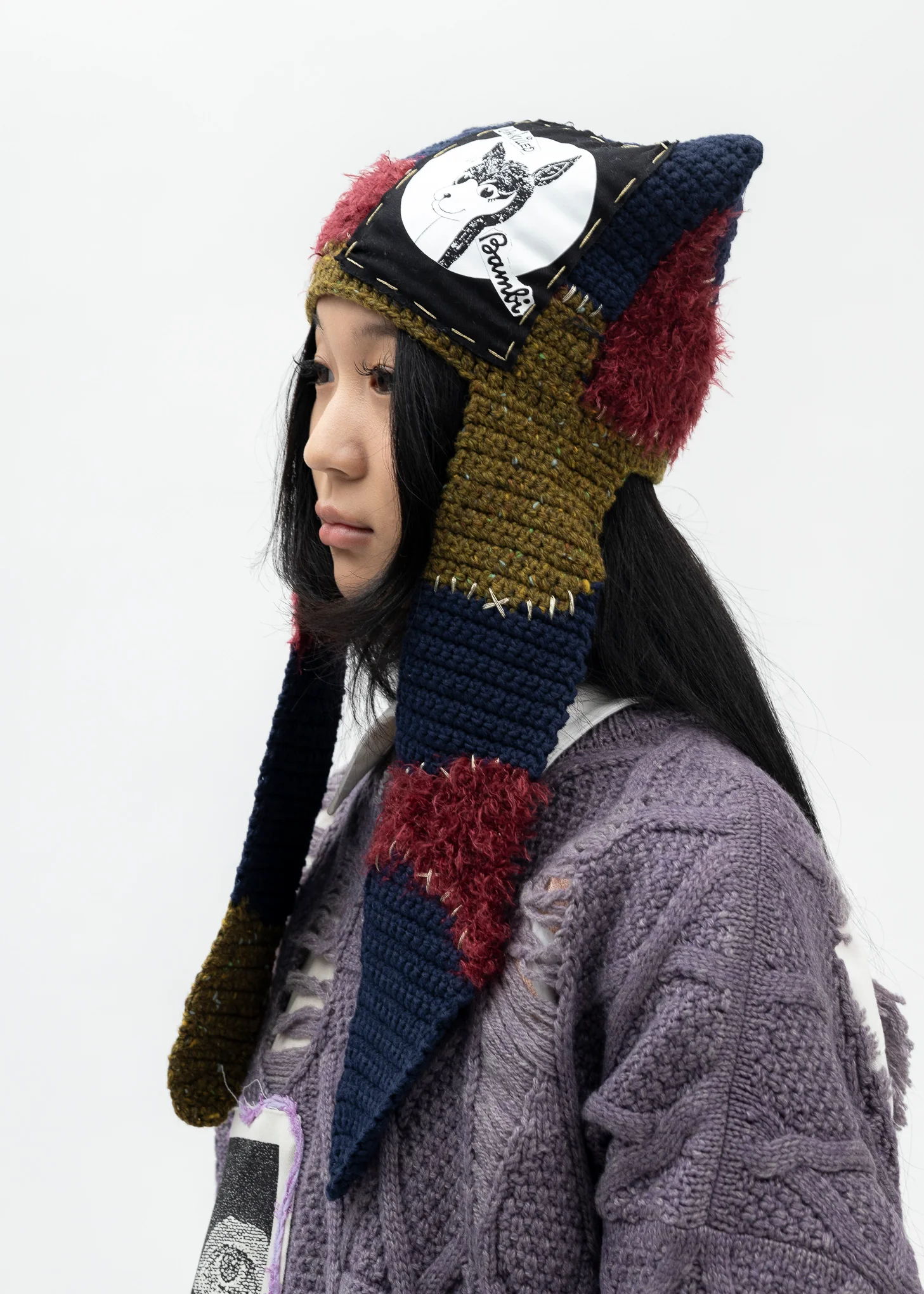NAVY BLUE WHO KILLED BAMBI HAND KNIT BEANIE - Image 4