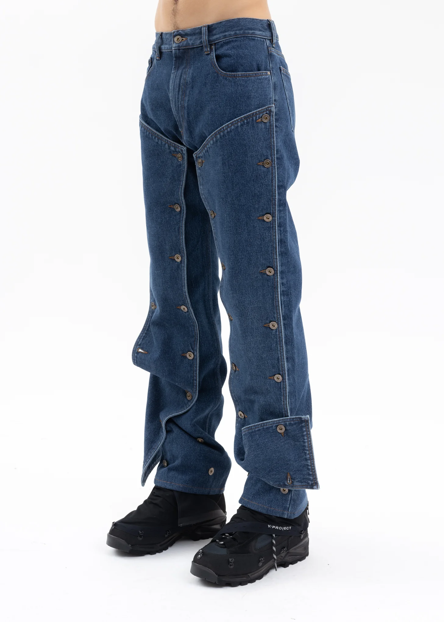 NAVY CLASSIC BUTTON PANEL JEANS - Image 3