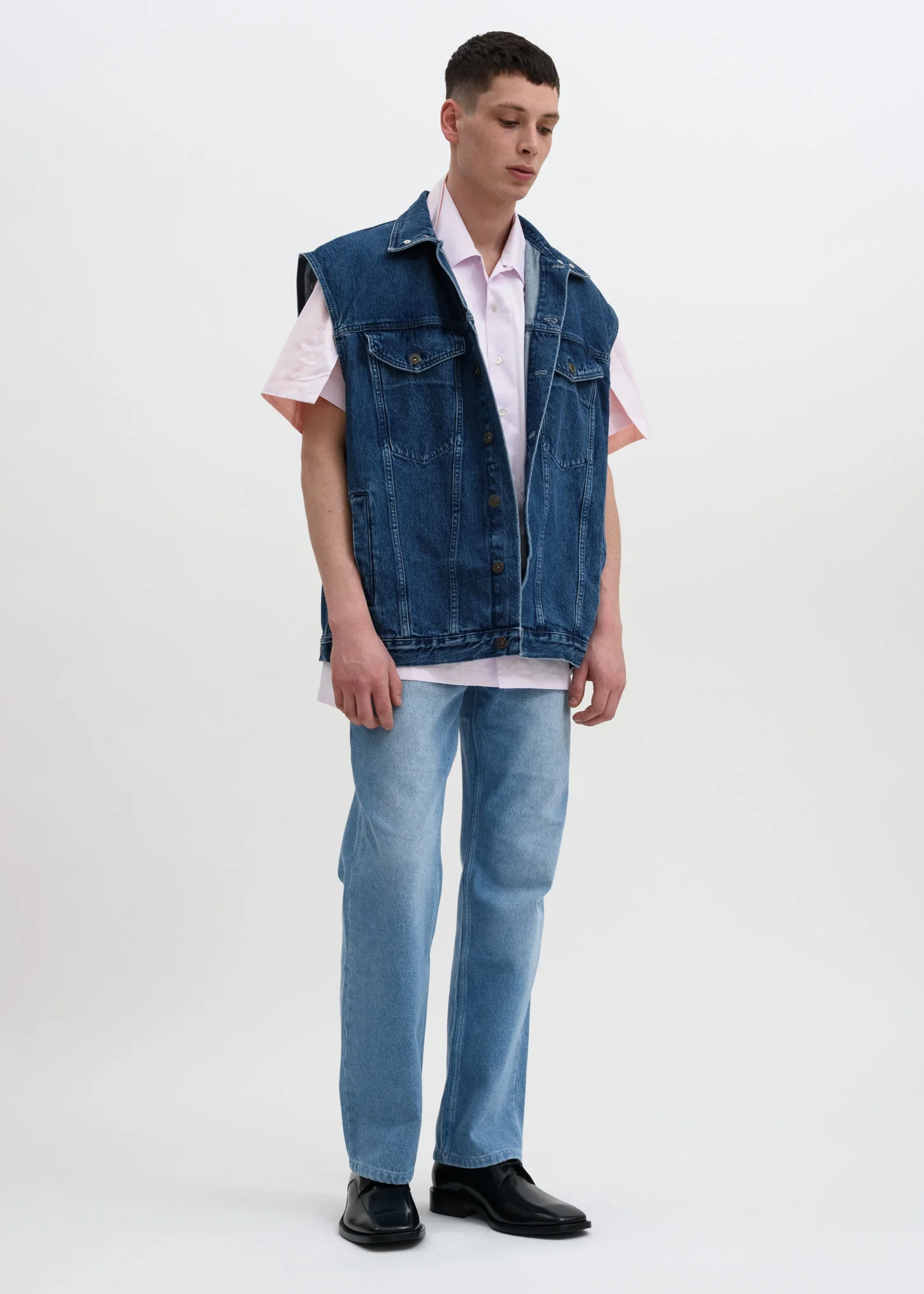 Navy Covered Denim Vest - Image 11