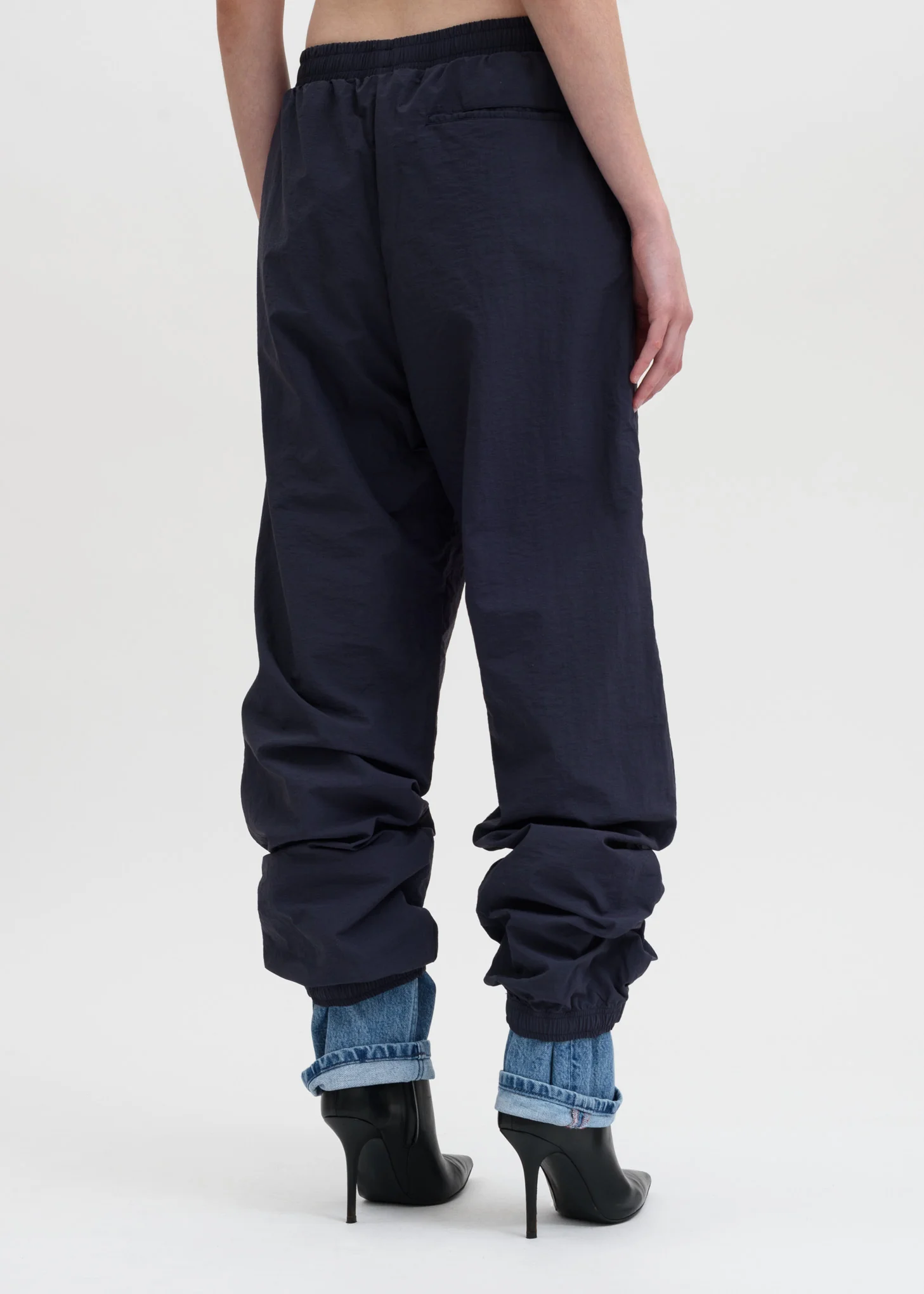 Navy Denim Cuff Track Pants - Image 2