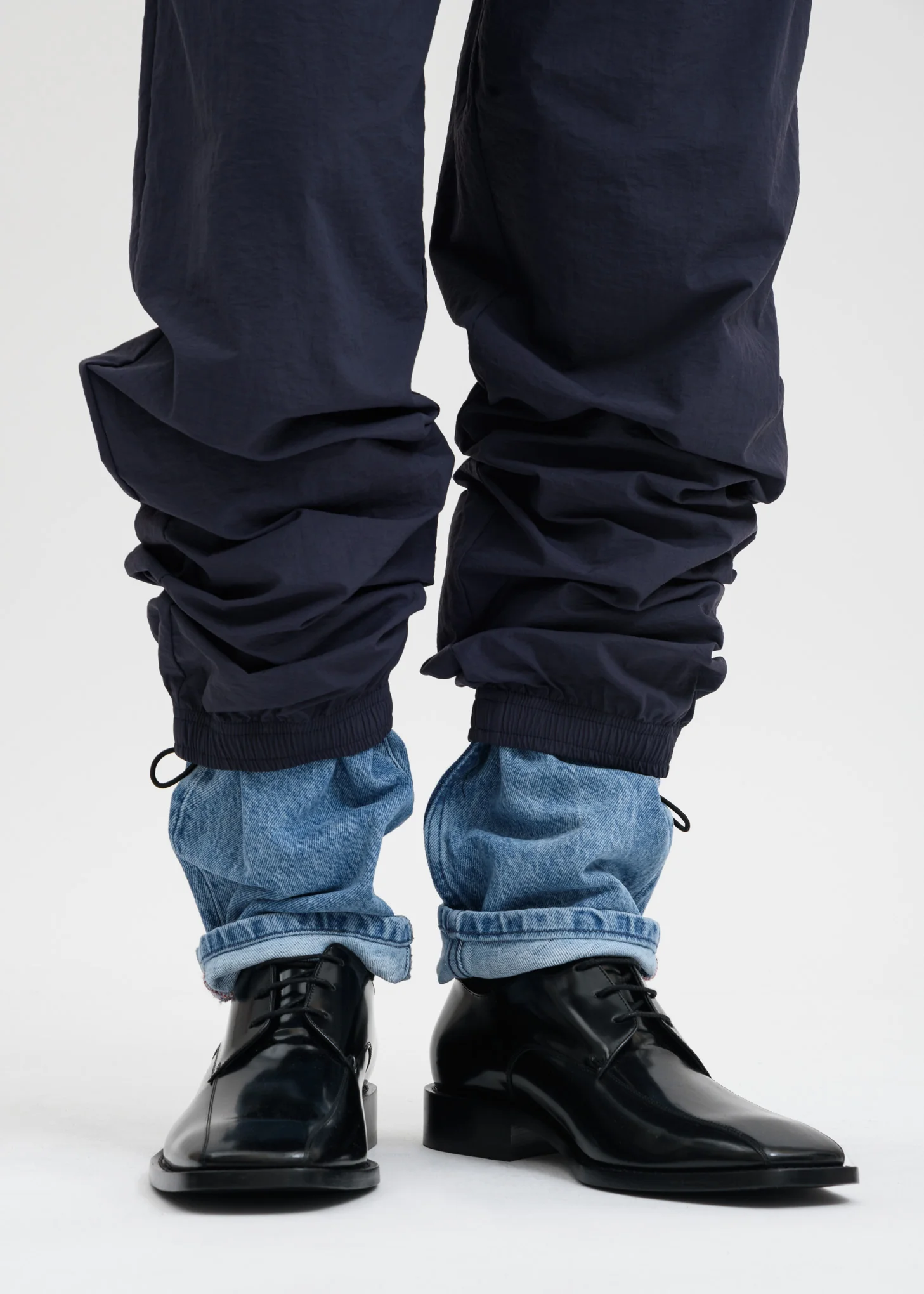 Navy Denim Cuff Track Pants - Image 3