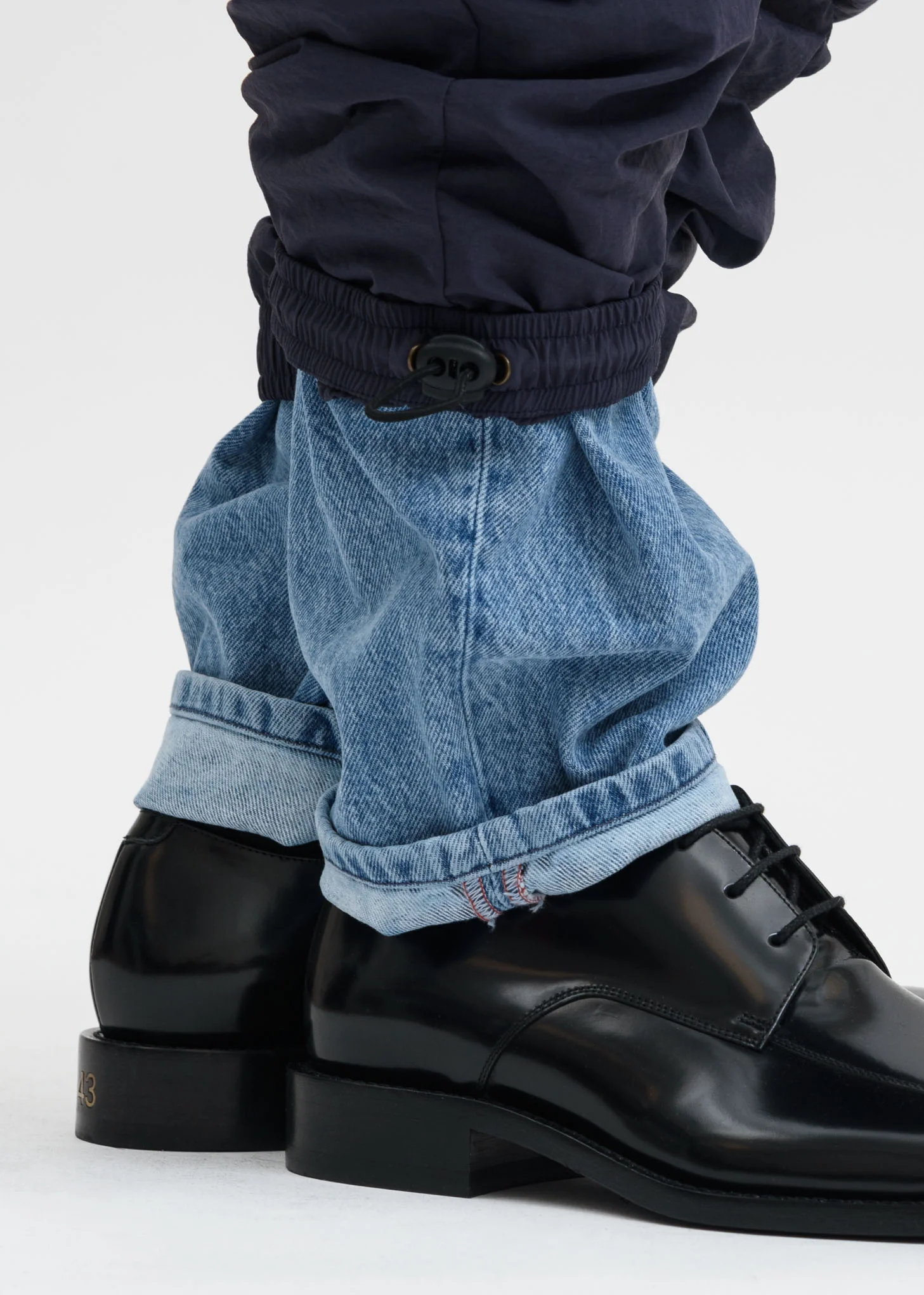 Navy Denim Cuff Track Pants - Image 4