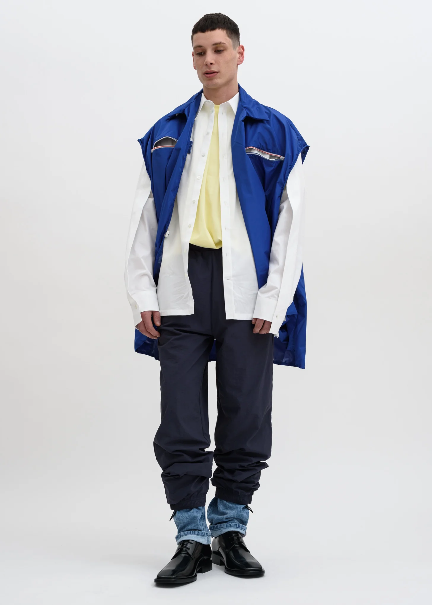 Navy Denim Cuff Track Pants - Image 5