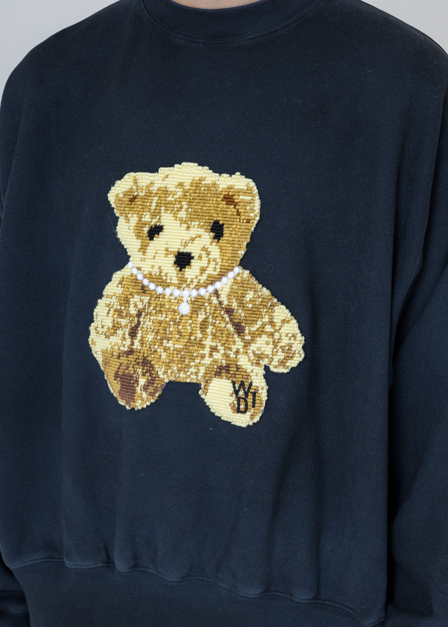 Navy Embroidered Teddy Sweater - Image 2