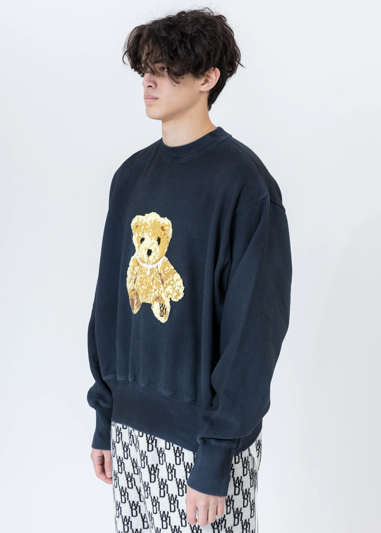 Navy Embroidered Teddy Sweater - Image 3