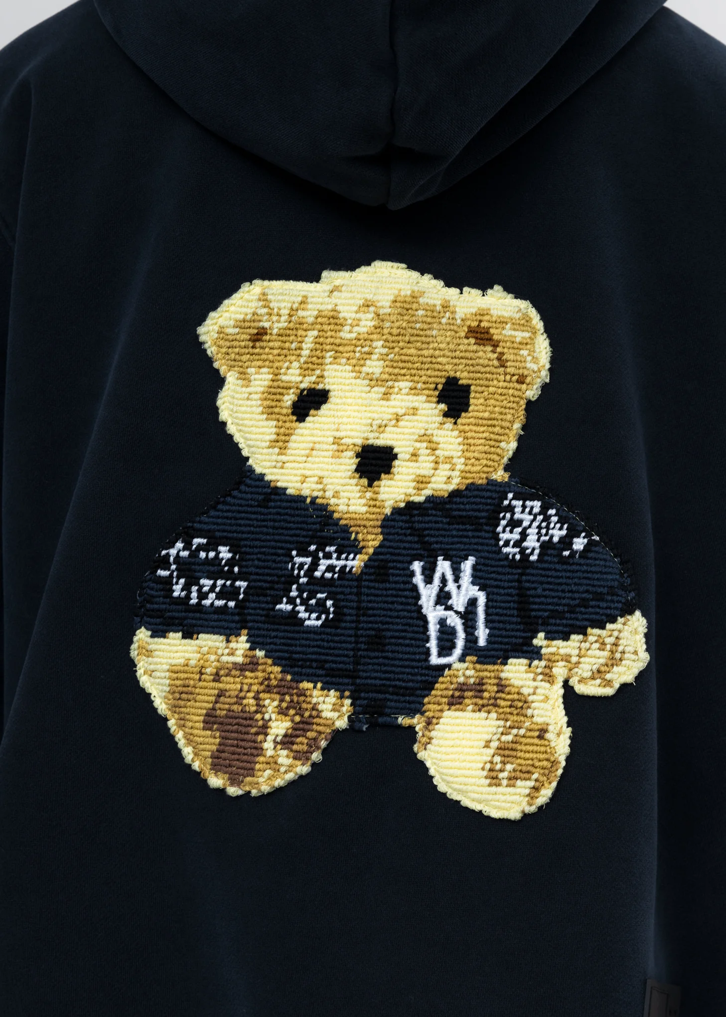 Navy Embroidered Teddy Zip-Up Hoodie - Image 4