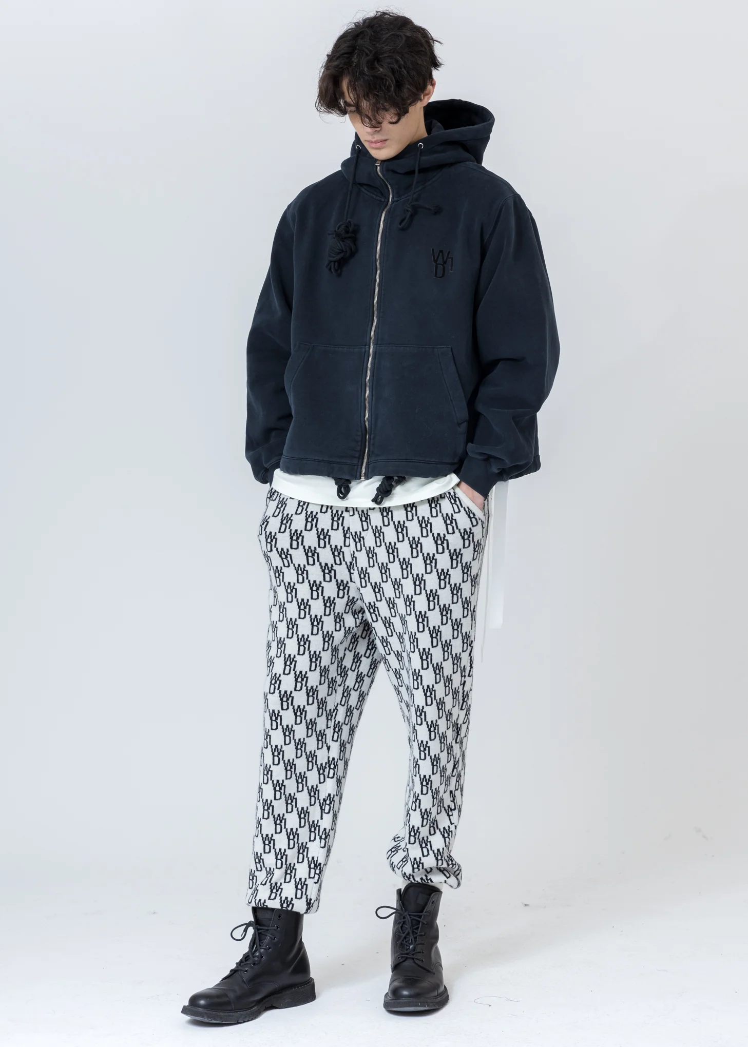 Navy Embroidered Teddy Zip-Up Hoodie - Image 7