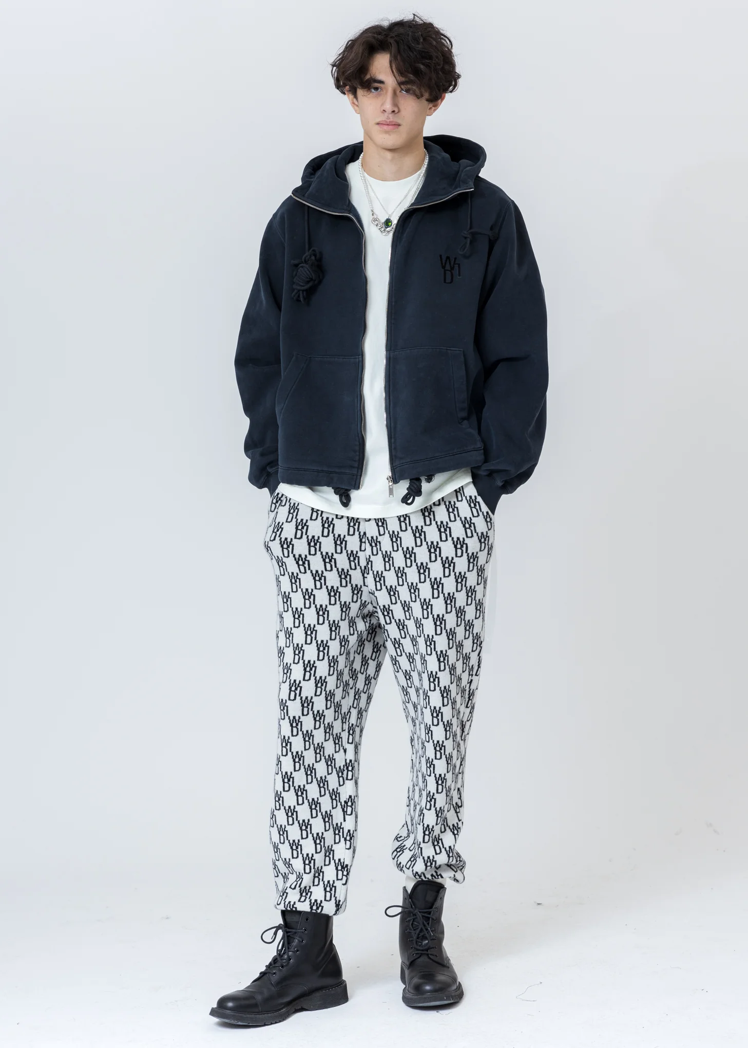 Navy Embroidered Teddy Zip-Up Hoodie - Image 8