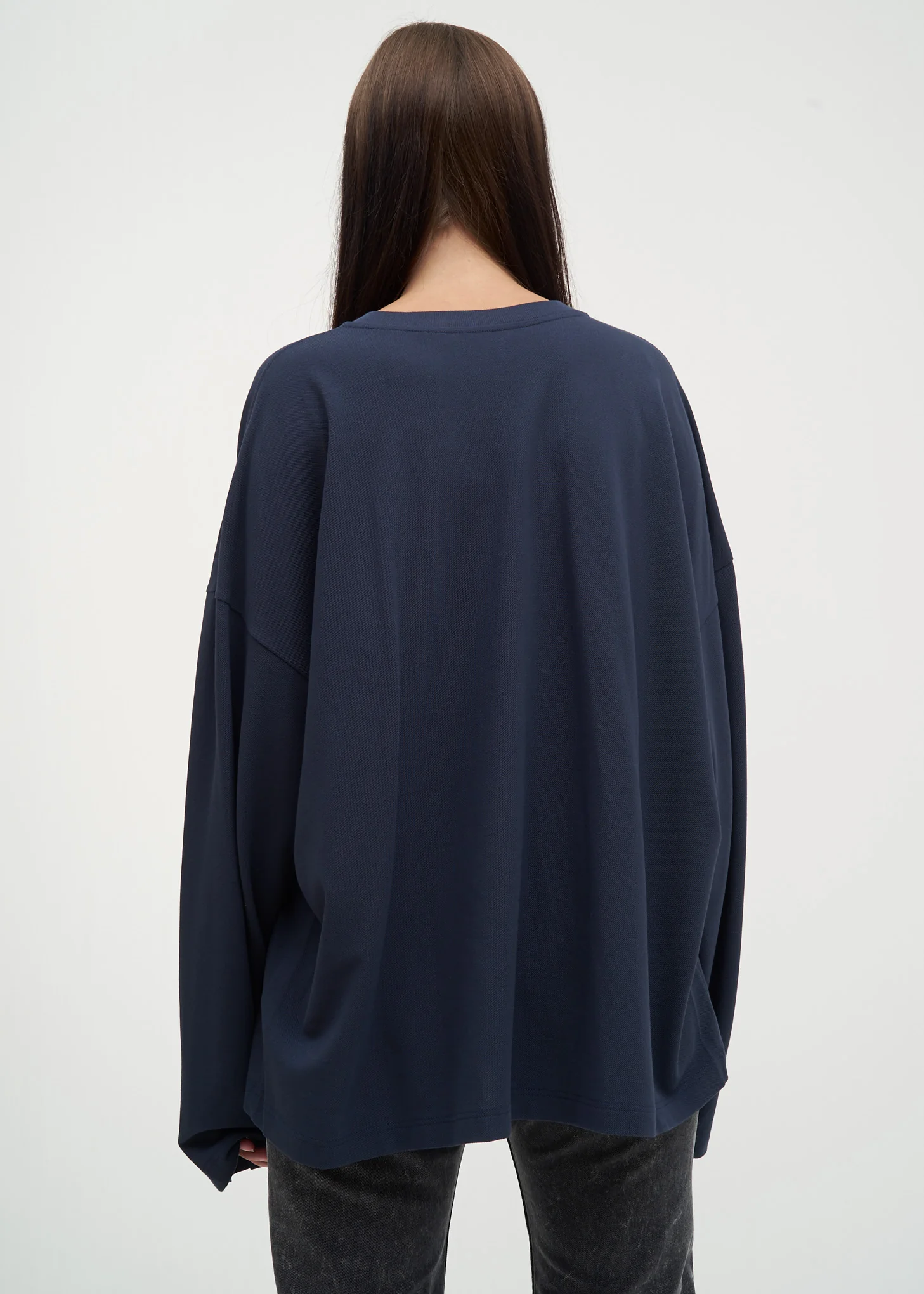 Navy Fixed Long Sleeve Double T-Shirt - Image 3