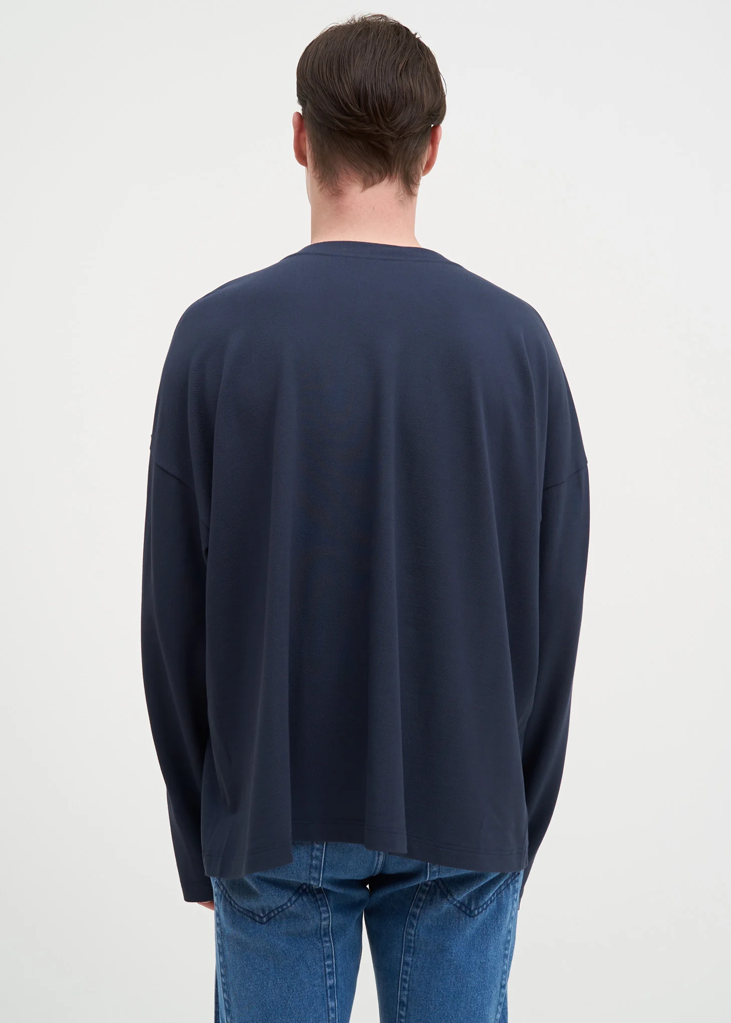 Navy Fixed Long Sleeve Double T-Shirt - Image 3