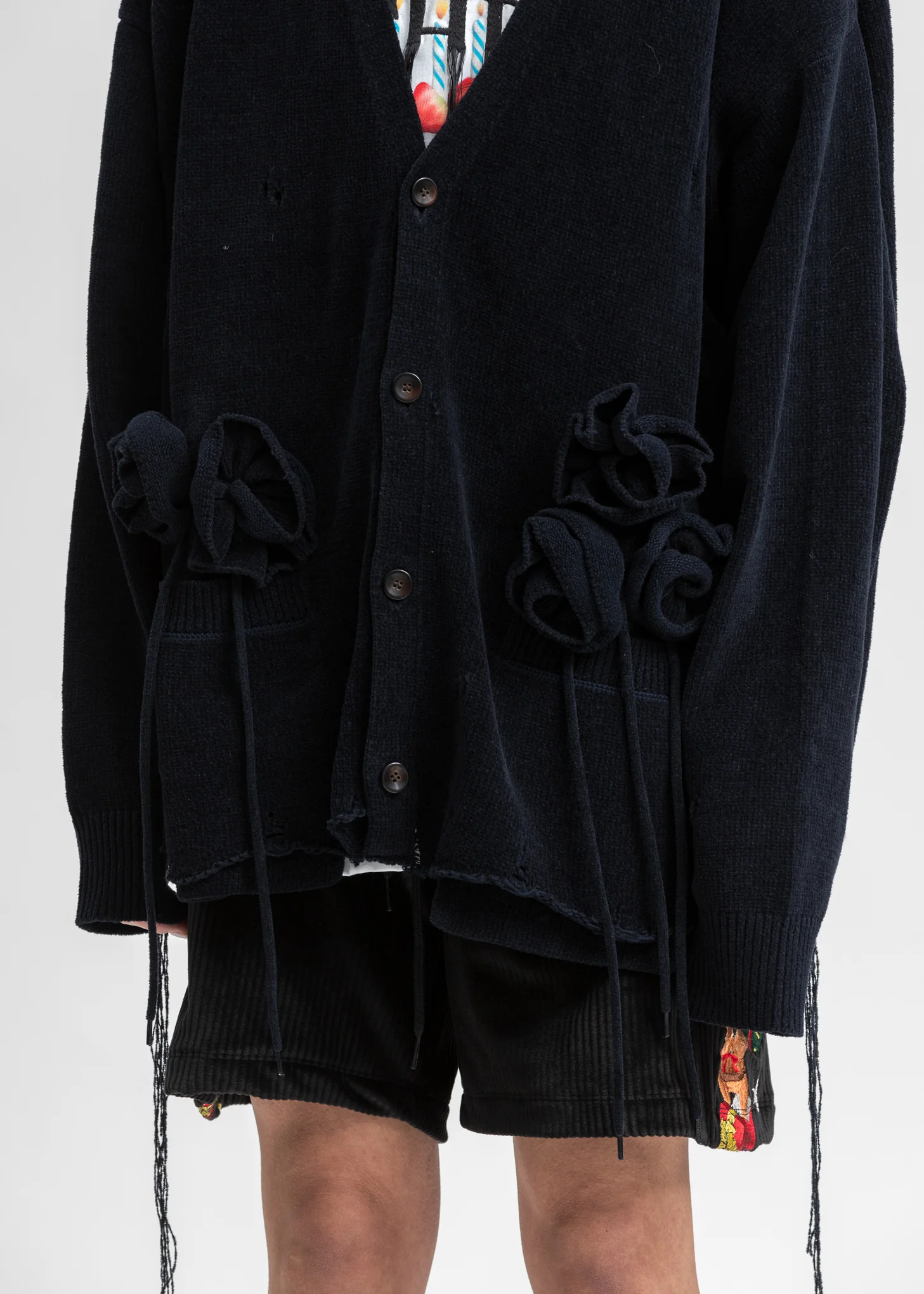 Navy Flower Corsage Cardigan - Image 2