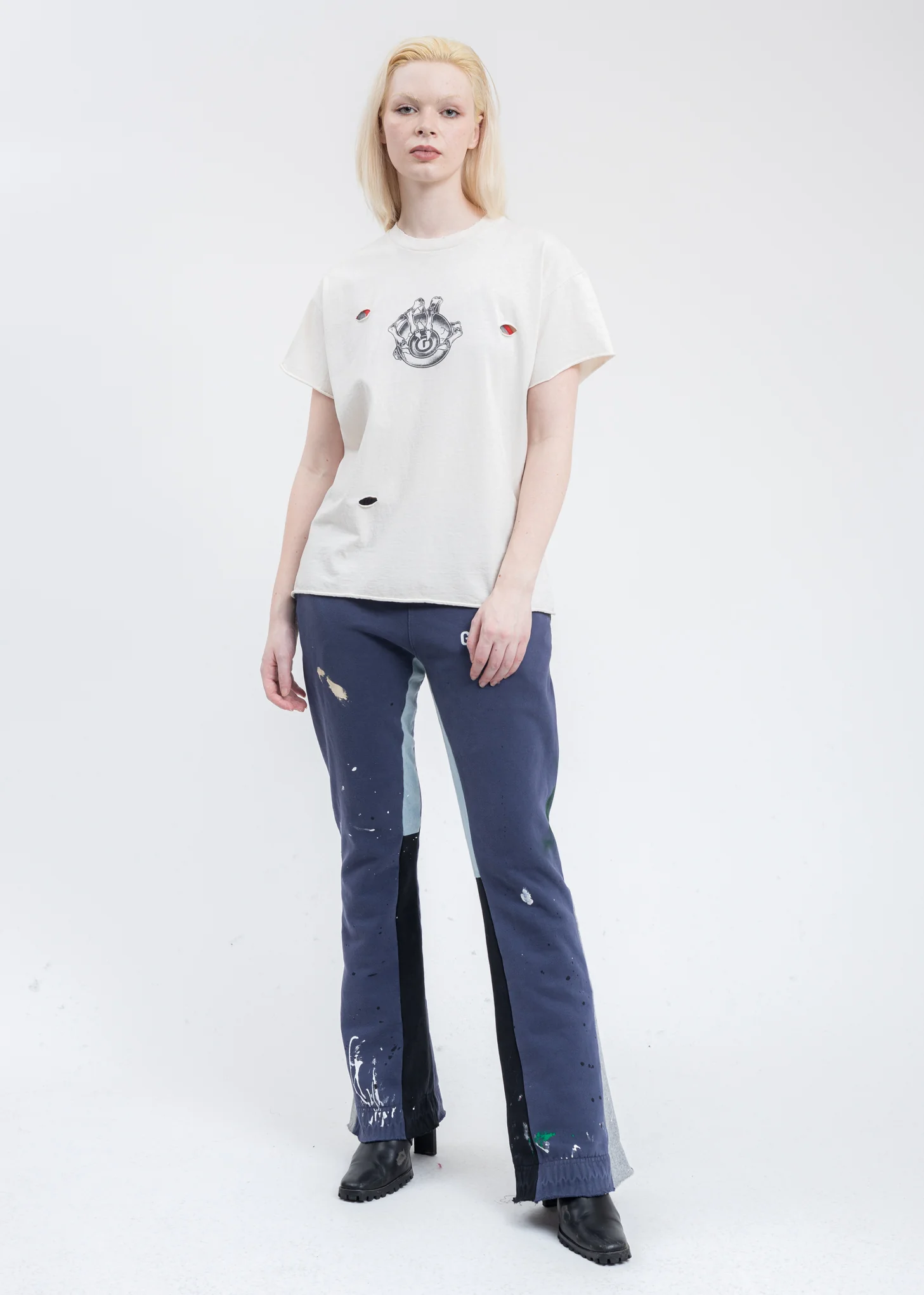 Navy GD Flares PAINTED Sweater Pants - Image 7
