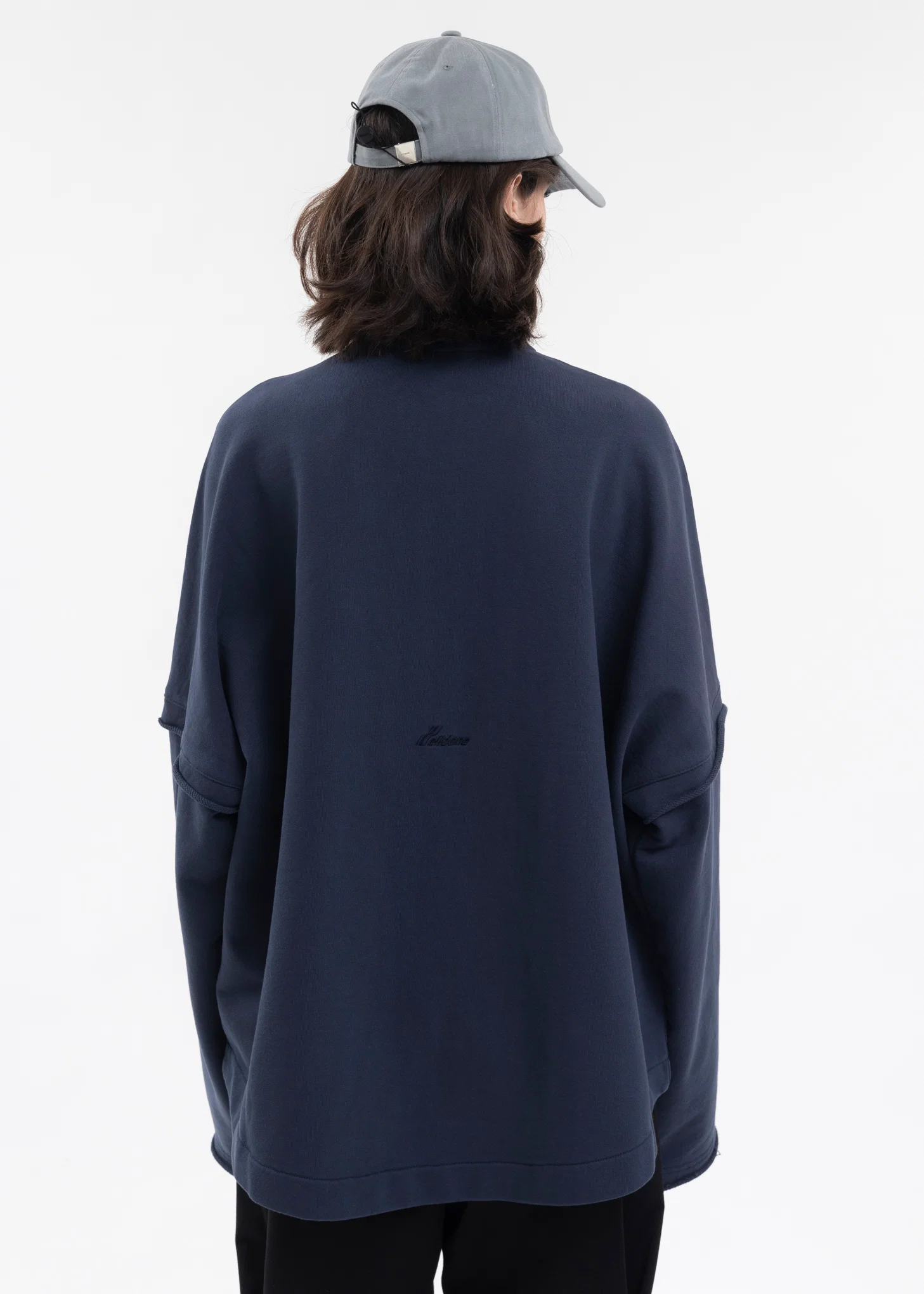 NAVY HIGH NECK JERSEY ZIP-UP SWEATSHIRT - Image 2