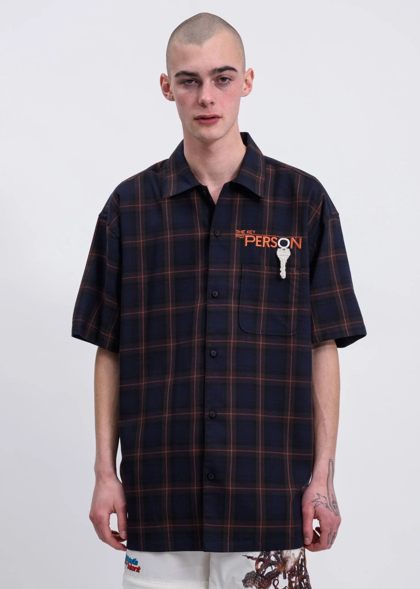 Navy "Key Person" Embroidery Shirt