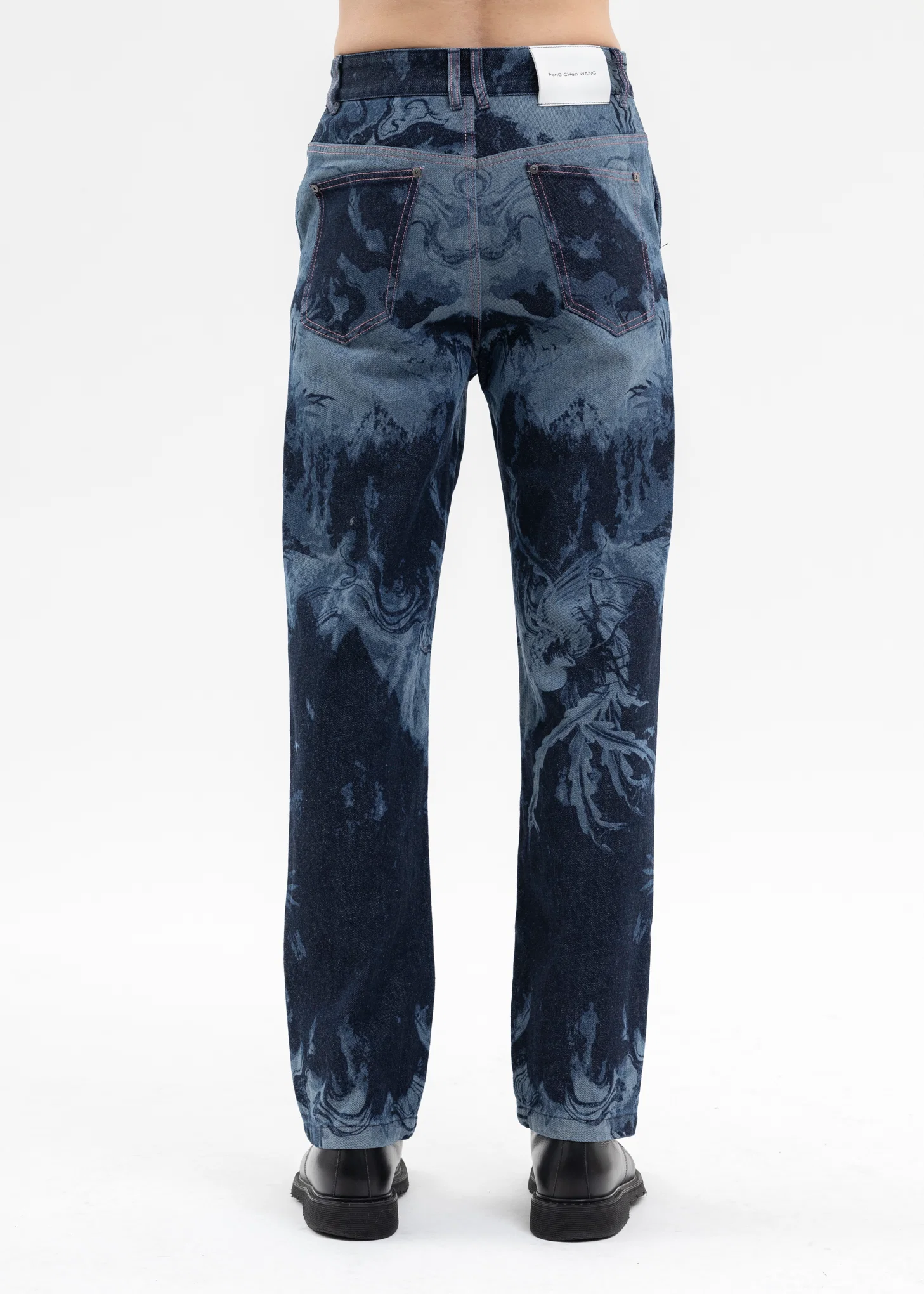 NAVY LASER PRINTED PHOENIX DENIM WITH STUDS FRONT - Image 3
