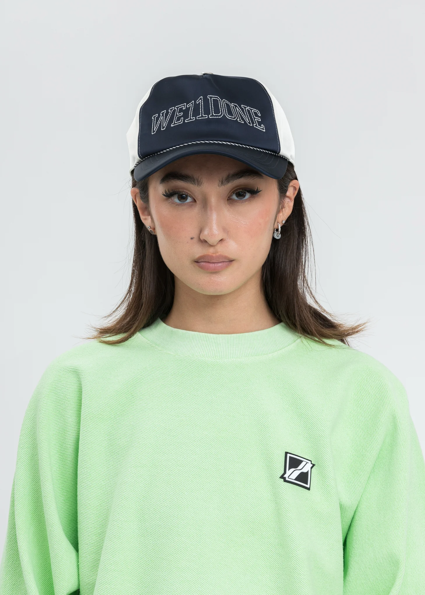 Navy Lettering Satin Cap