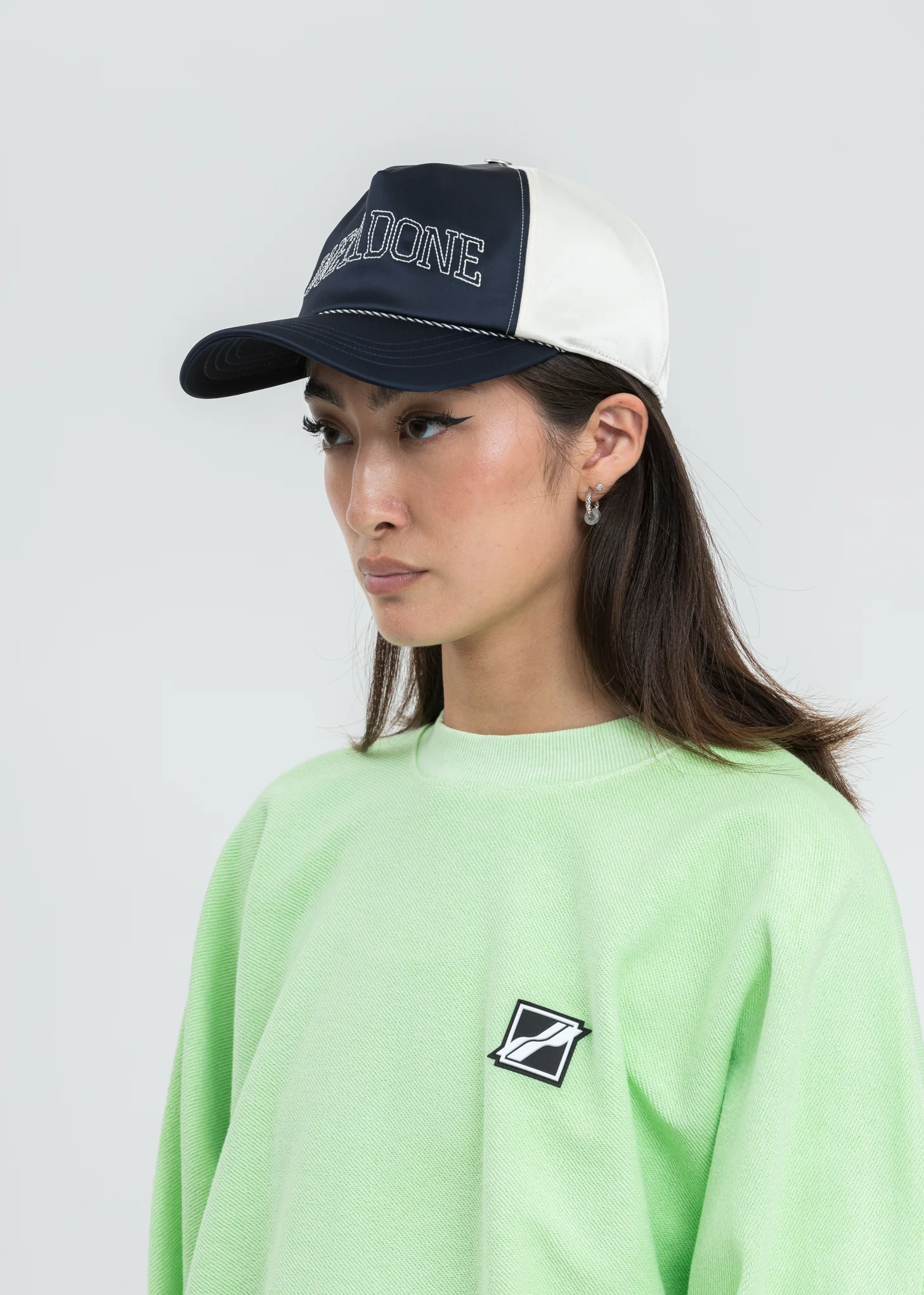 Navy Lettering Satin Cap - Image 2