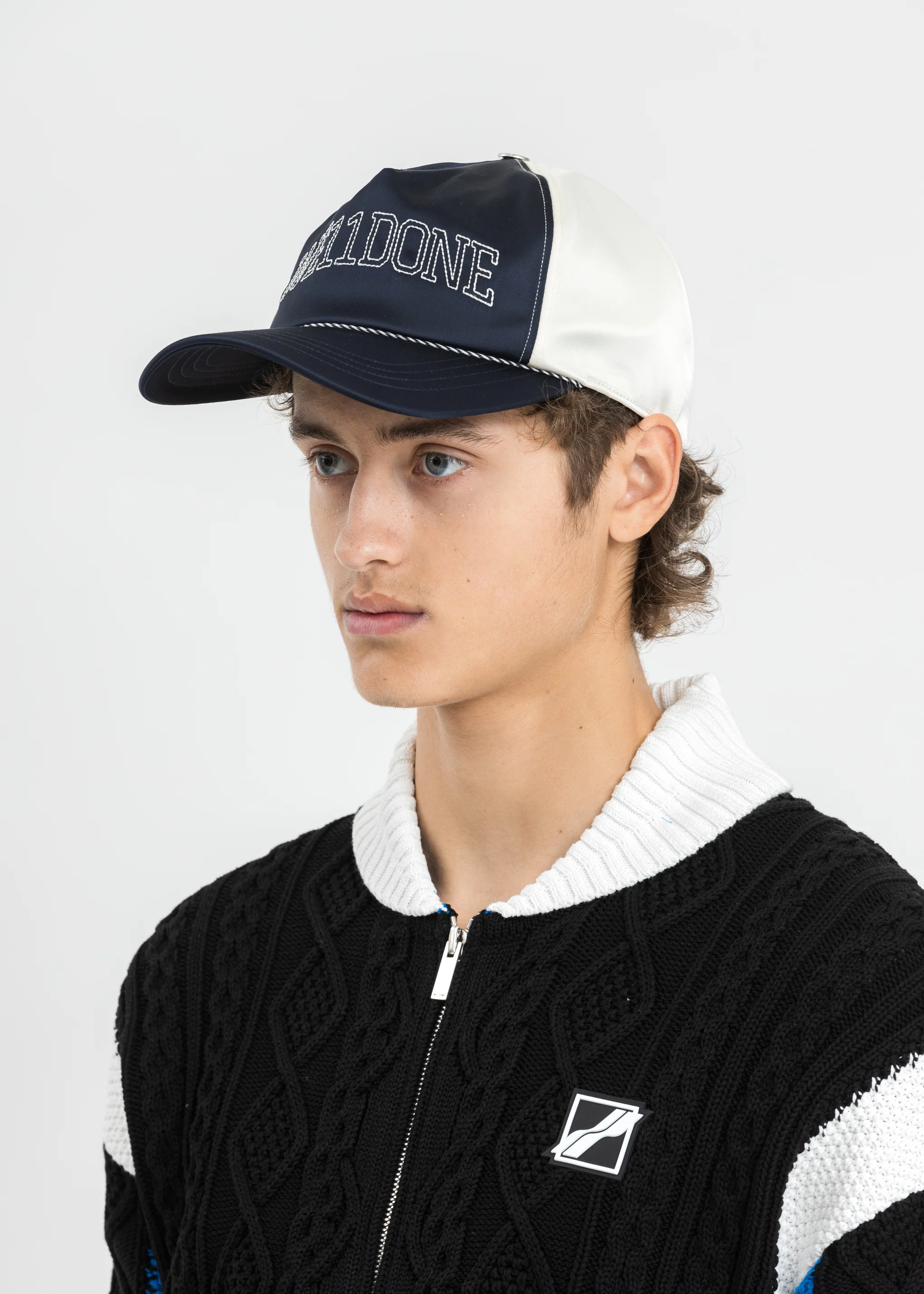 Navy Lettering Satin Cap - Image 3