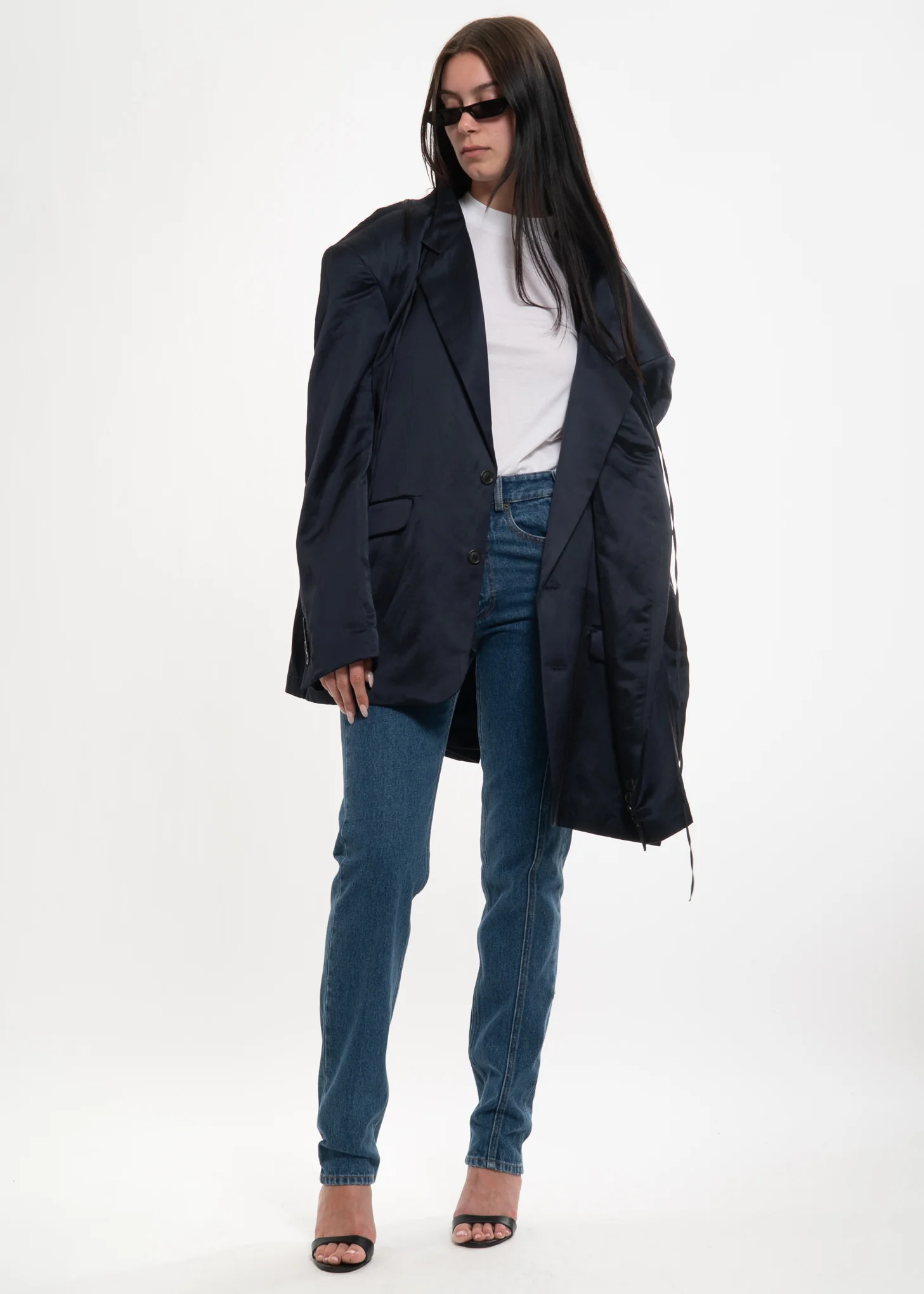 Navy Linen Four Sleeve Blazer - Image 8