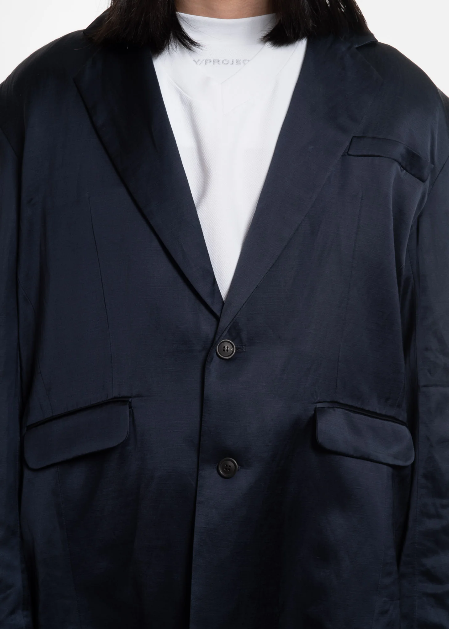 Navy Linen Four Sleeve Blazer - Image 9