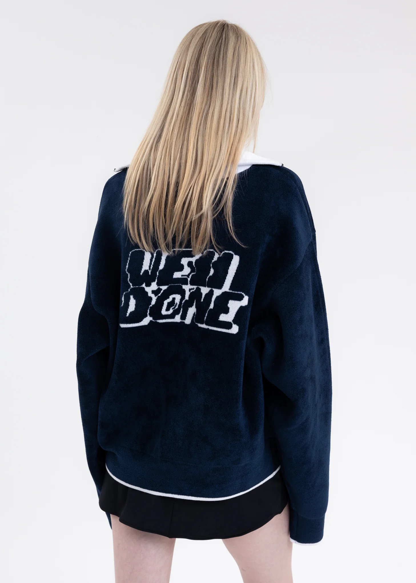 NAVY LOGO DETAIL HALF ZIP UP PULLOVER - Image 2