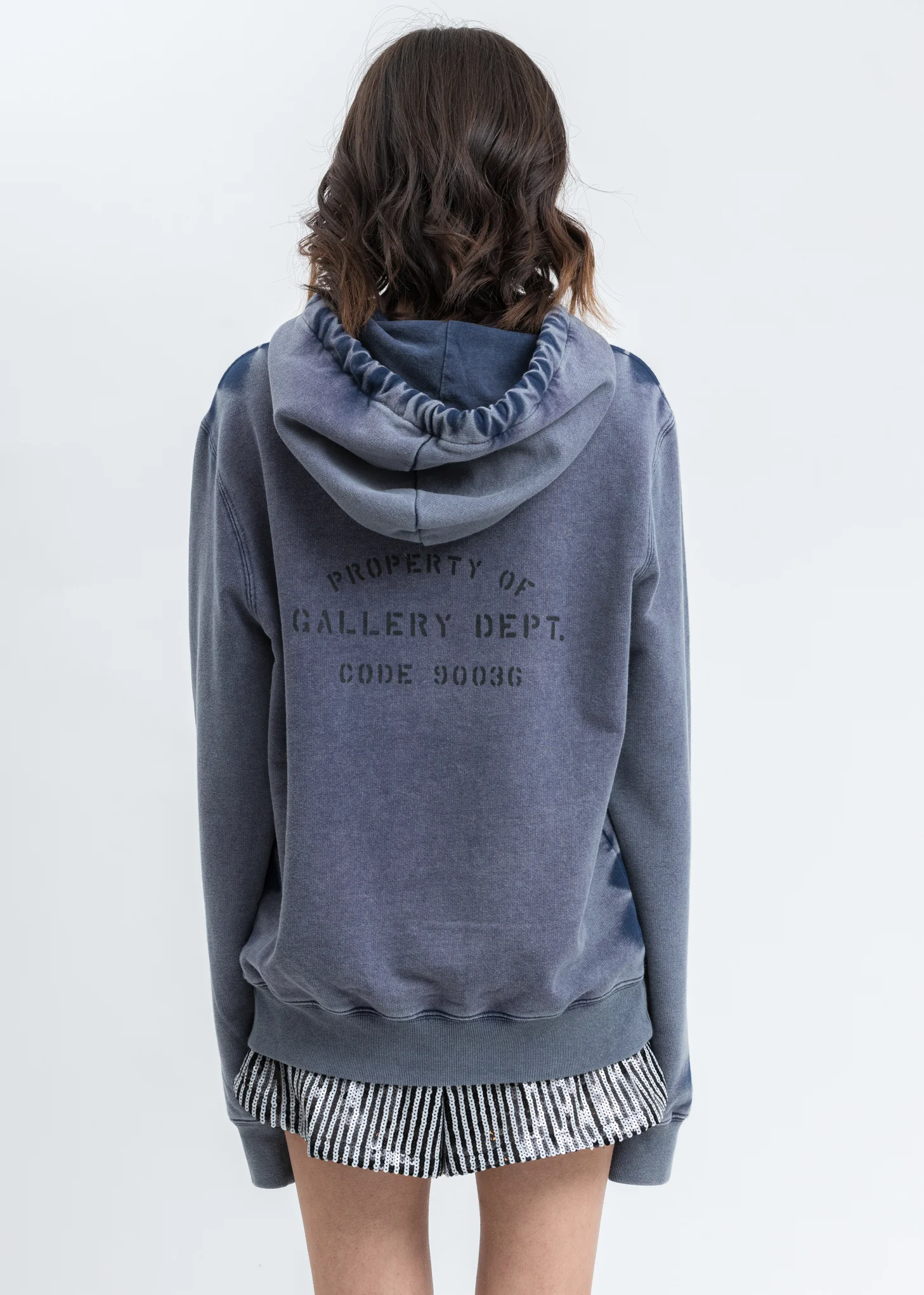 Navy Logo Hoodie With Work Effect And Paint Marks - Image 2