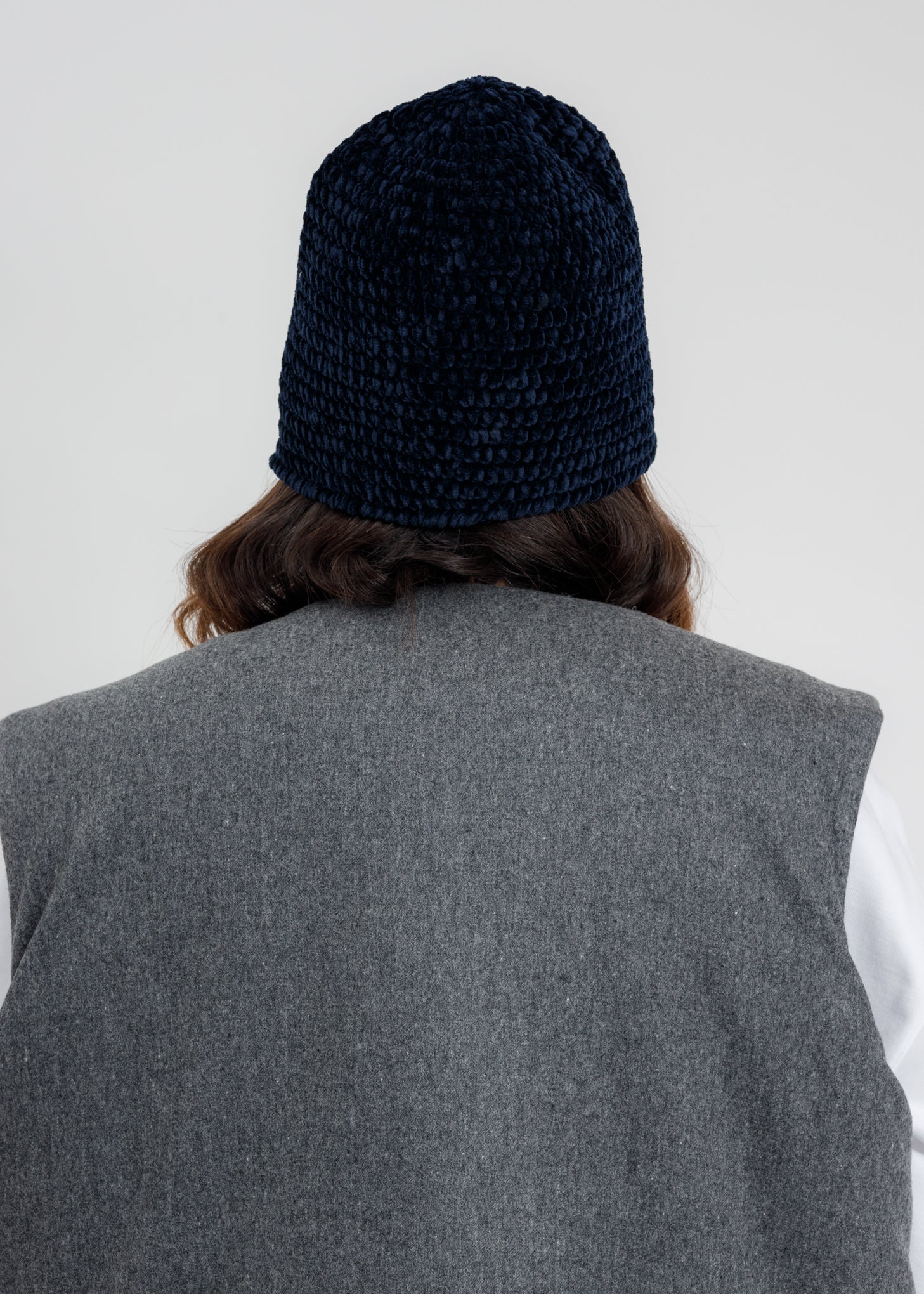 Navy Metal Detail Hand Crochet Bell Hat - Image 3