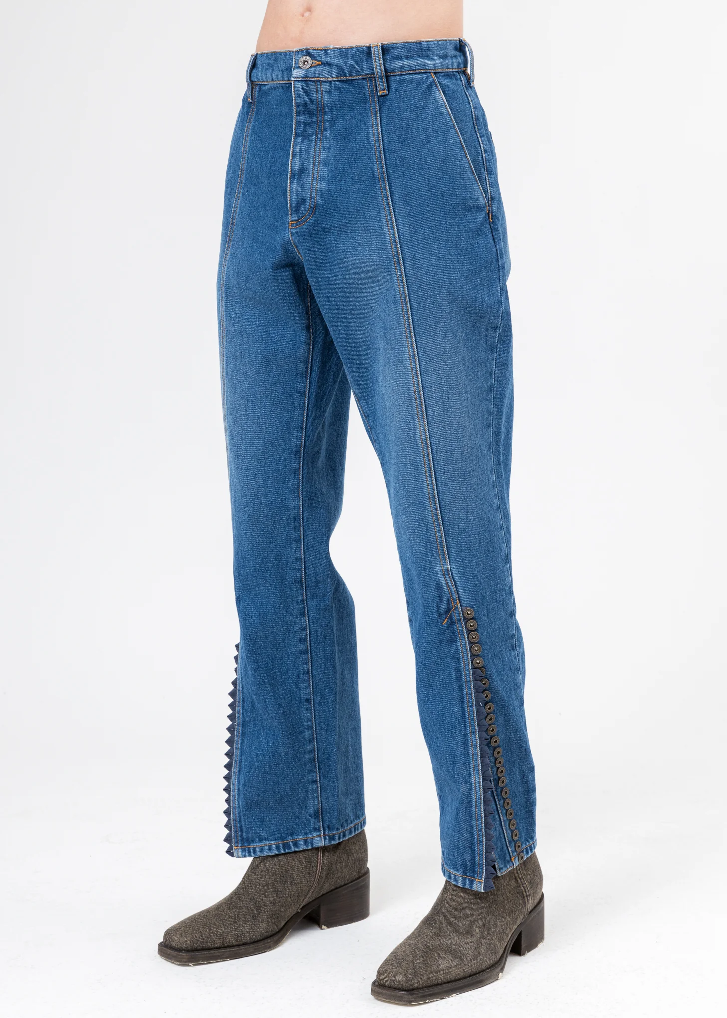 Navy Multi Button Leg Jeans (Short Length) - Image 4