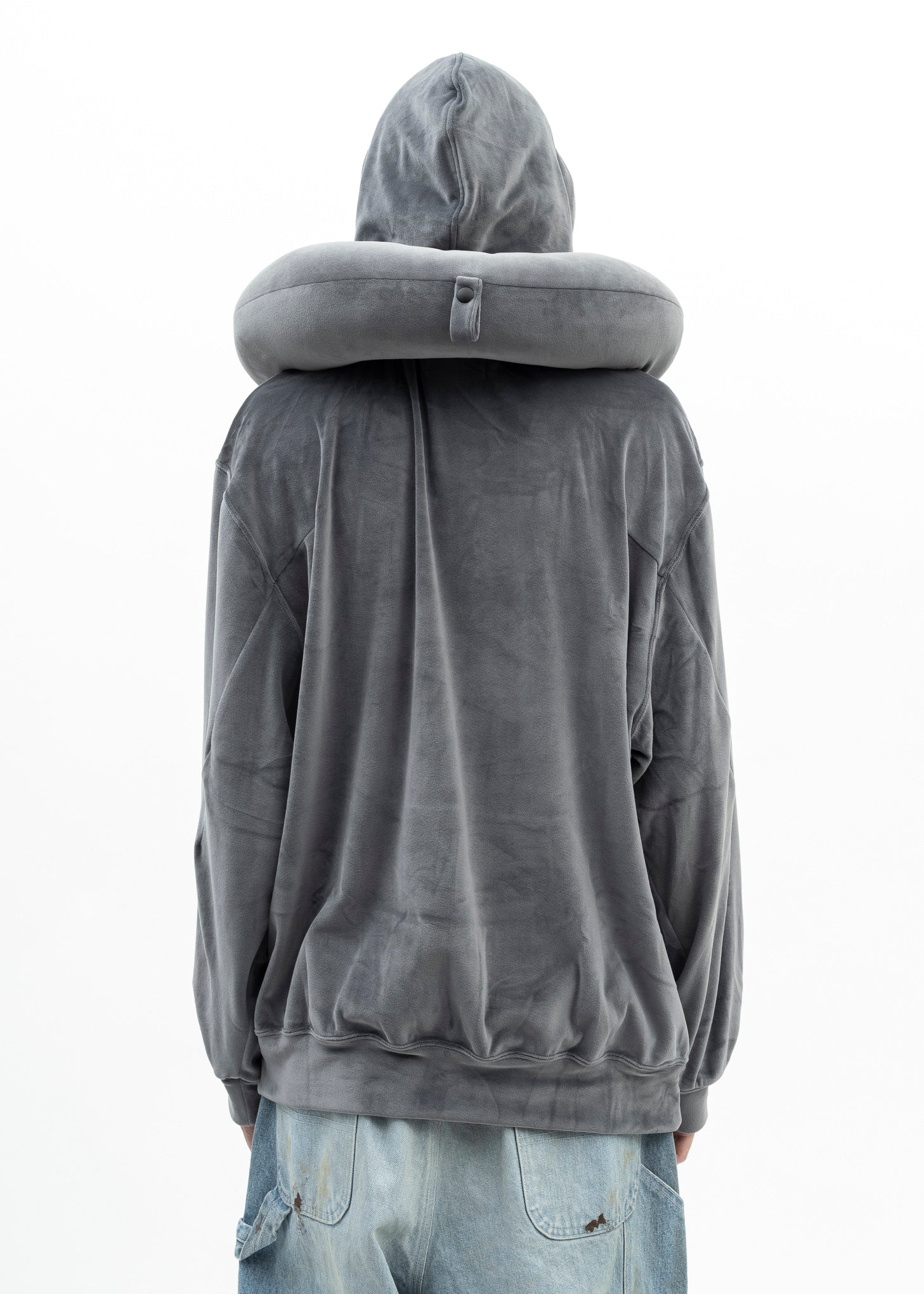NAVY NECK PILLOW HOODIE - Image 2