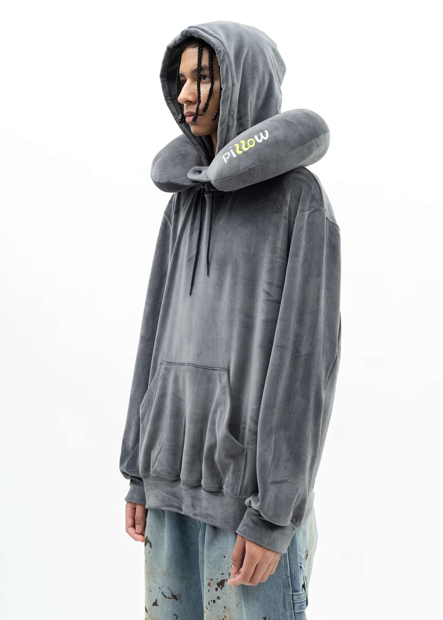 NAVY NECK PILLOW HOODIE - Image 3