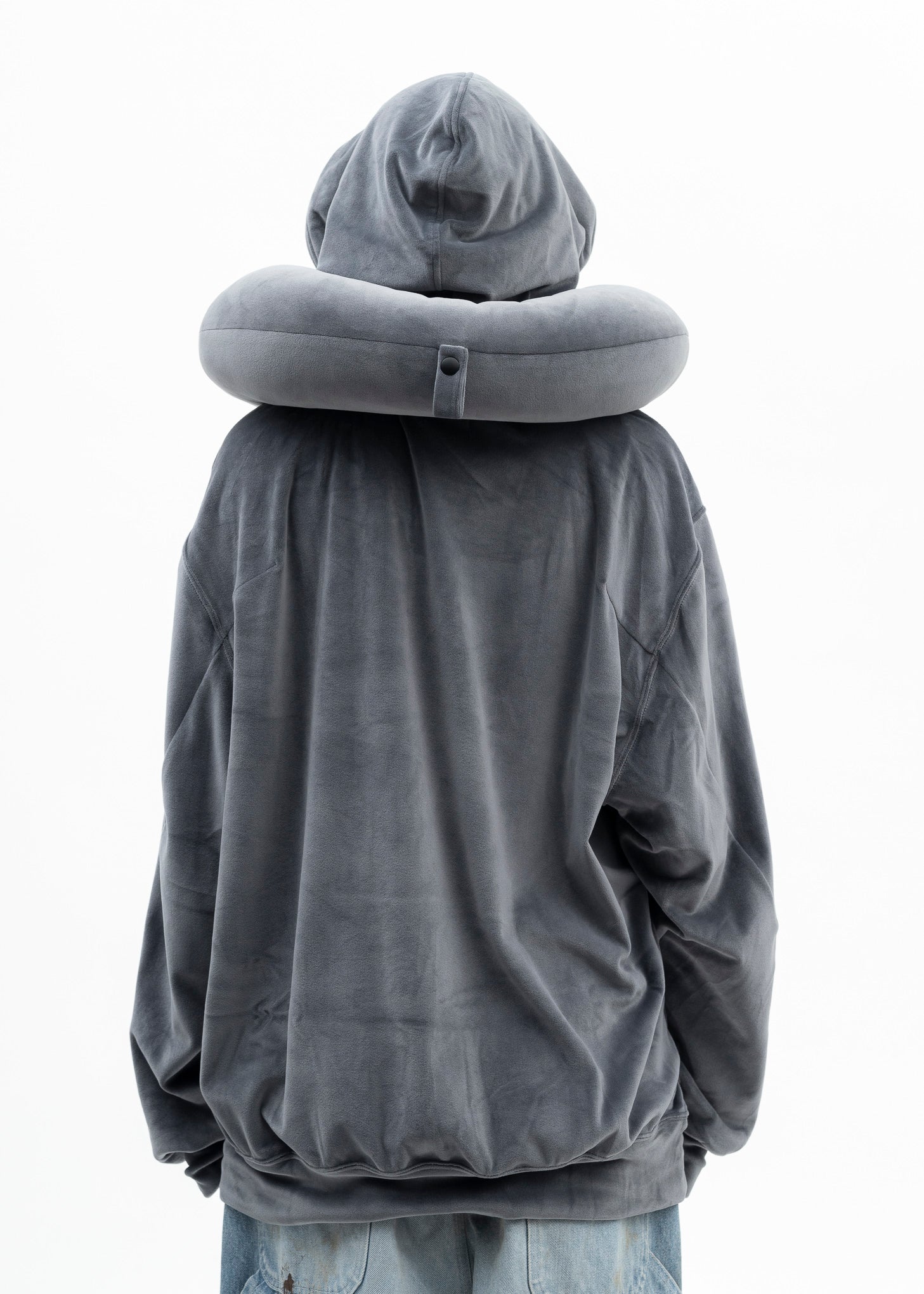 NAVY NECK PILLOW HOODIE - Image 3