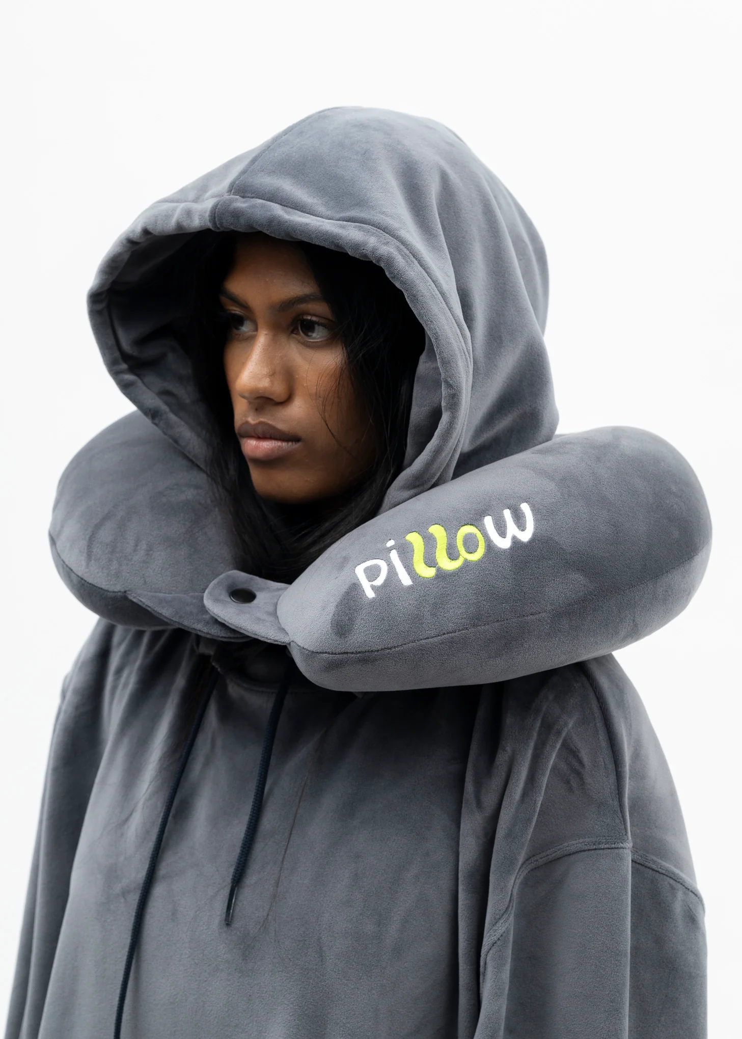 NAVY NECK PILLOW HOODIE - Image 4