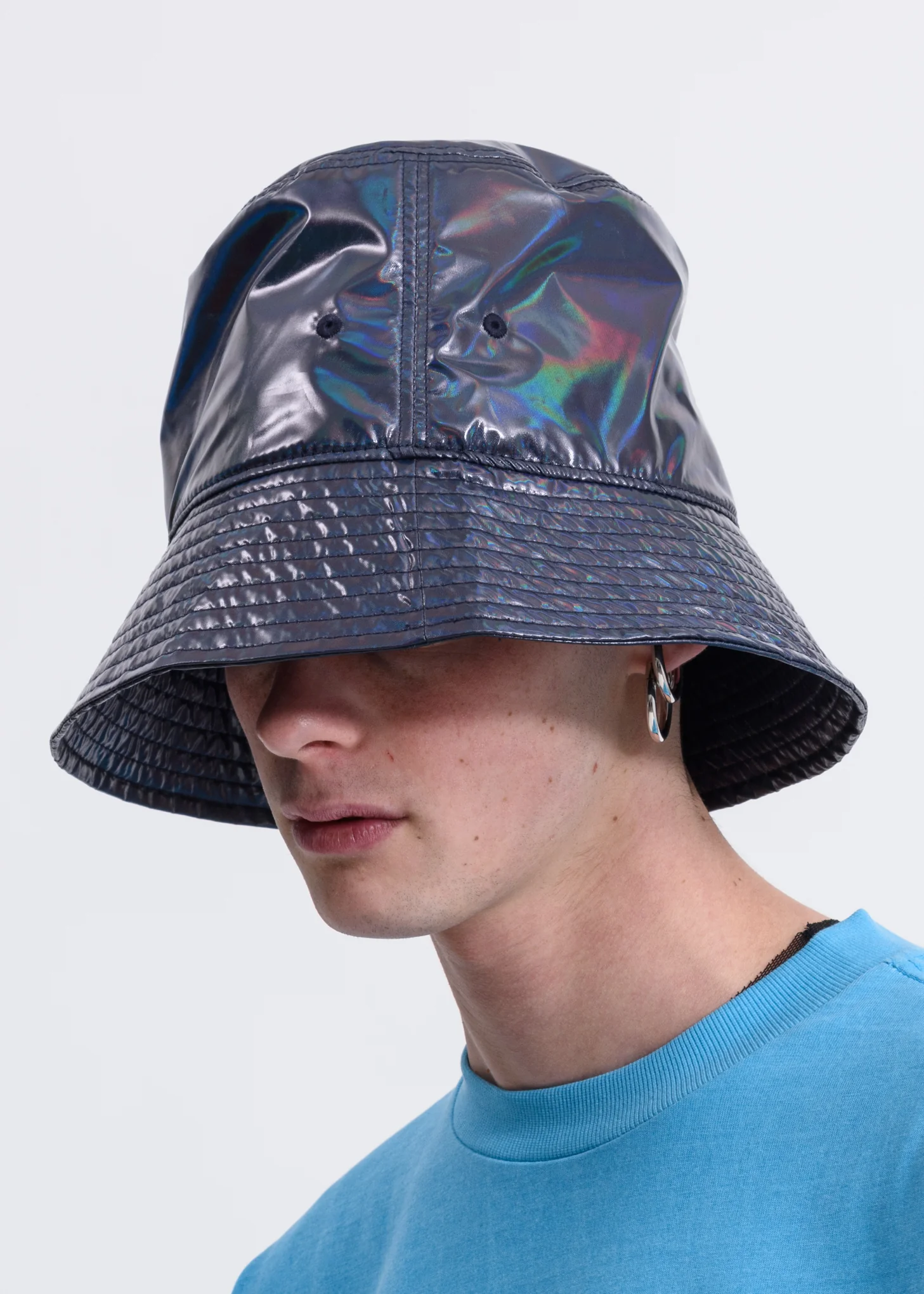 Navy New Rubber Patch Bucket Hat