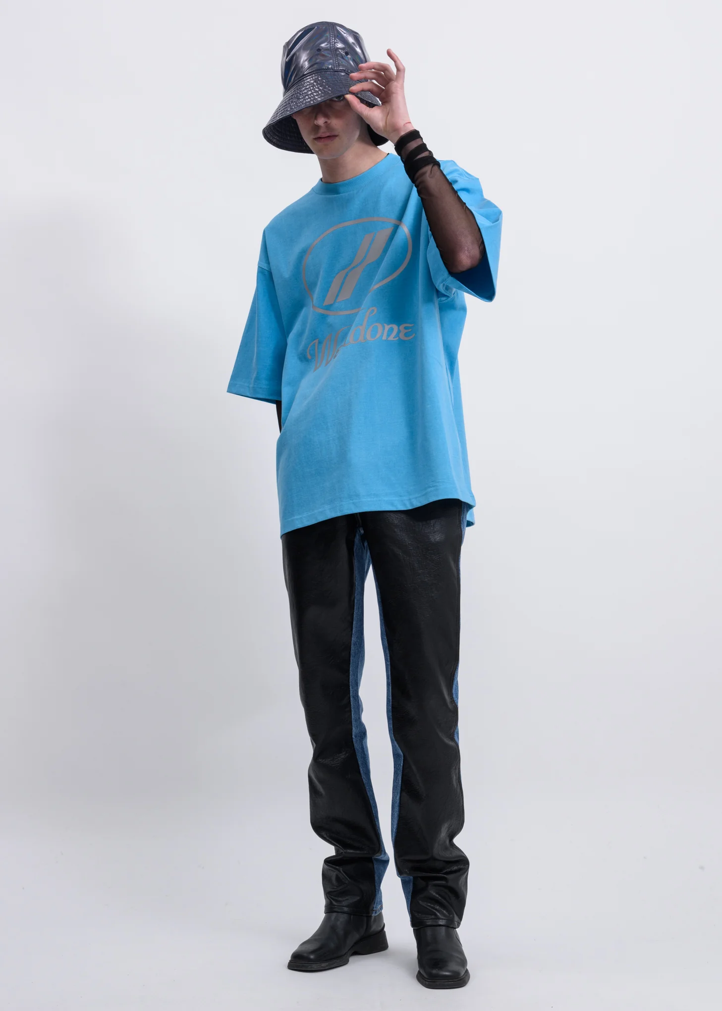 Navy New Rubber Patch Bucket Hat - Image 3