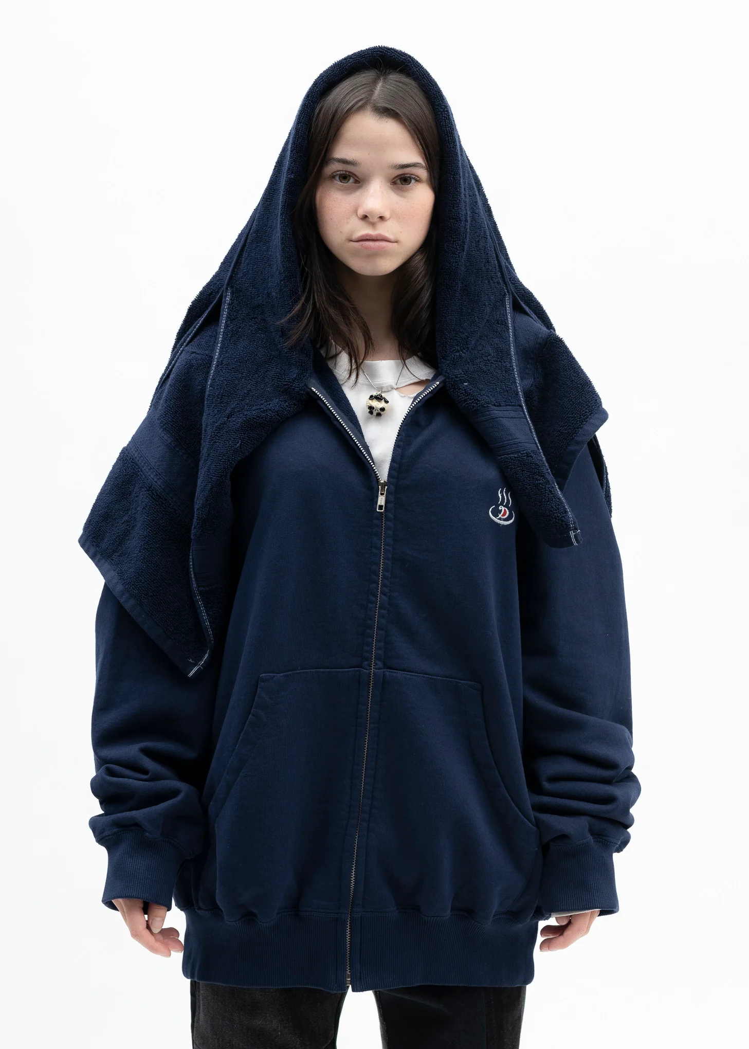 NAVY ONSEN TOWEL HOODIE