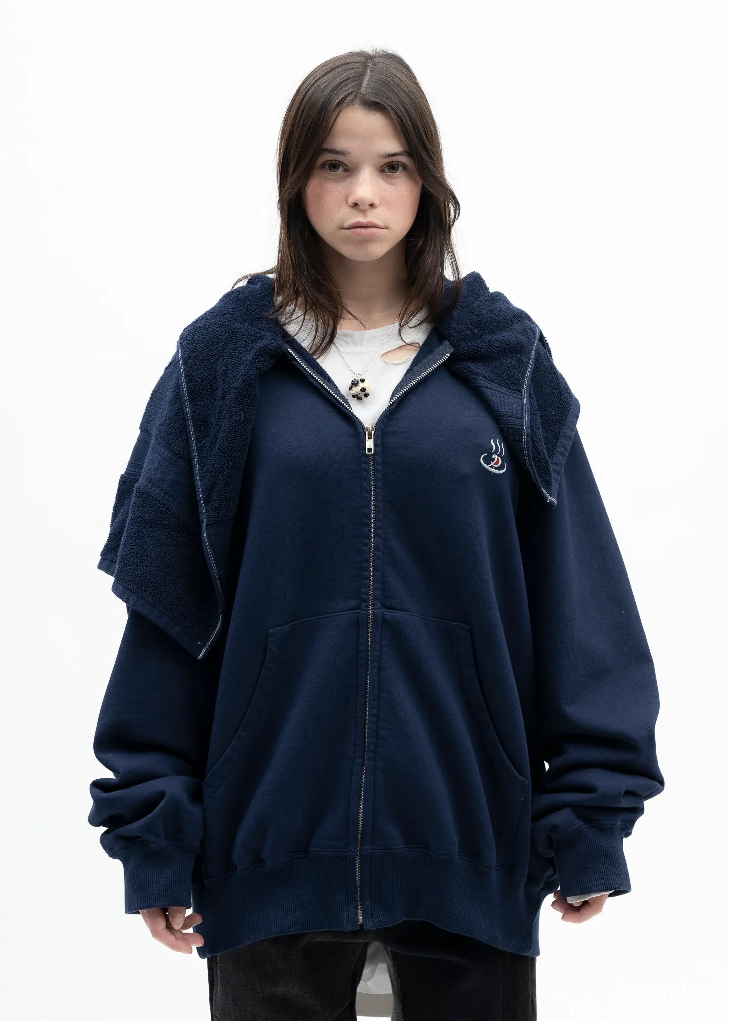 NAVY ONSEN TOWEL HOODIE - Image 6