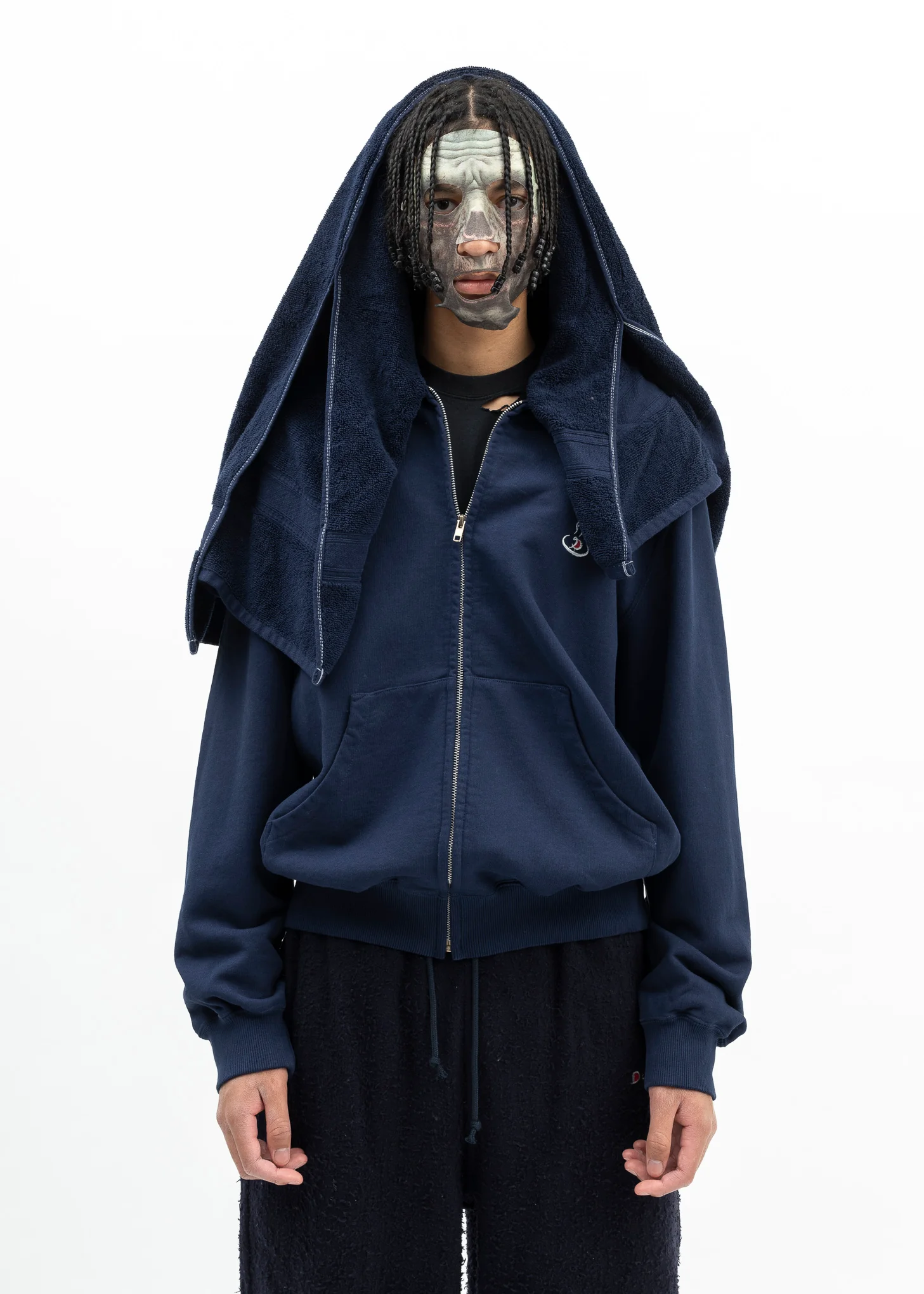 NAVY ONSEN TOWEL HOODIE