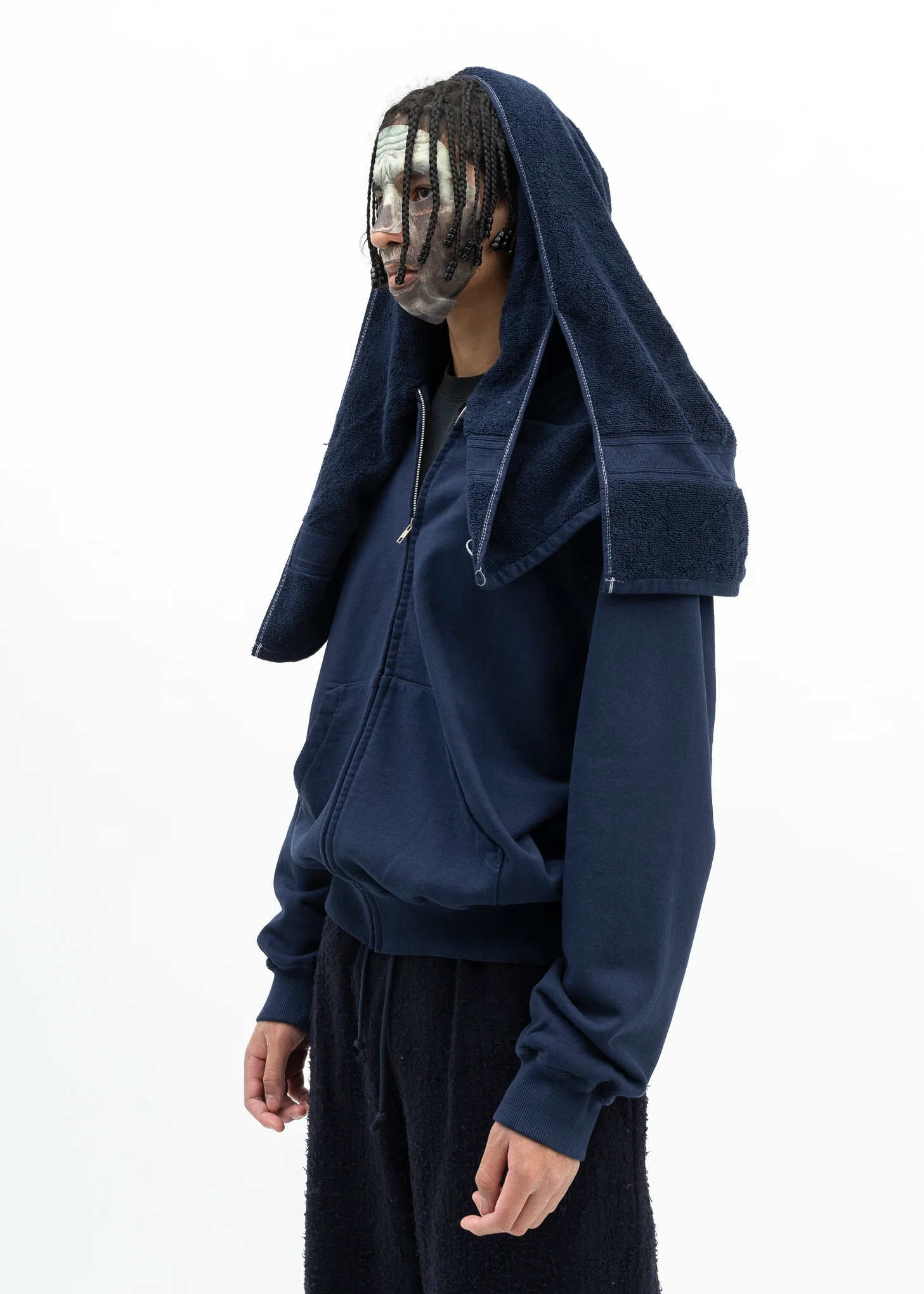 NAVY ONSEN TOWEL HOODIE - Image 2