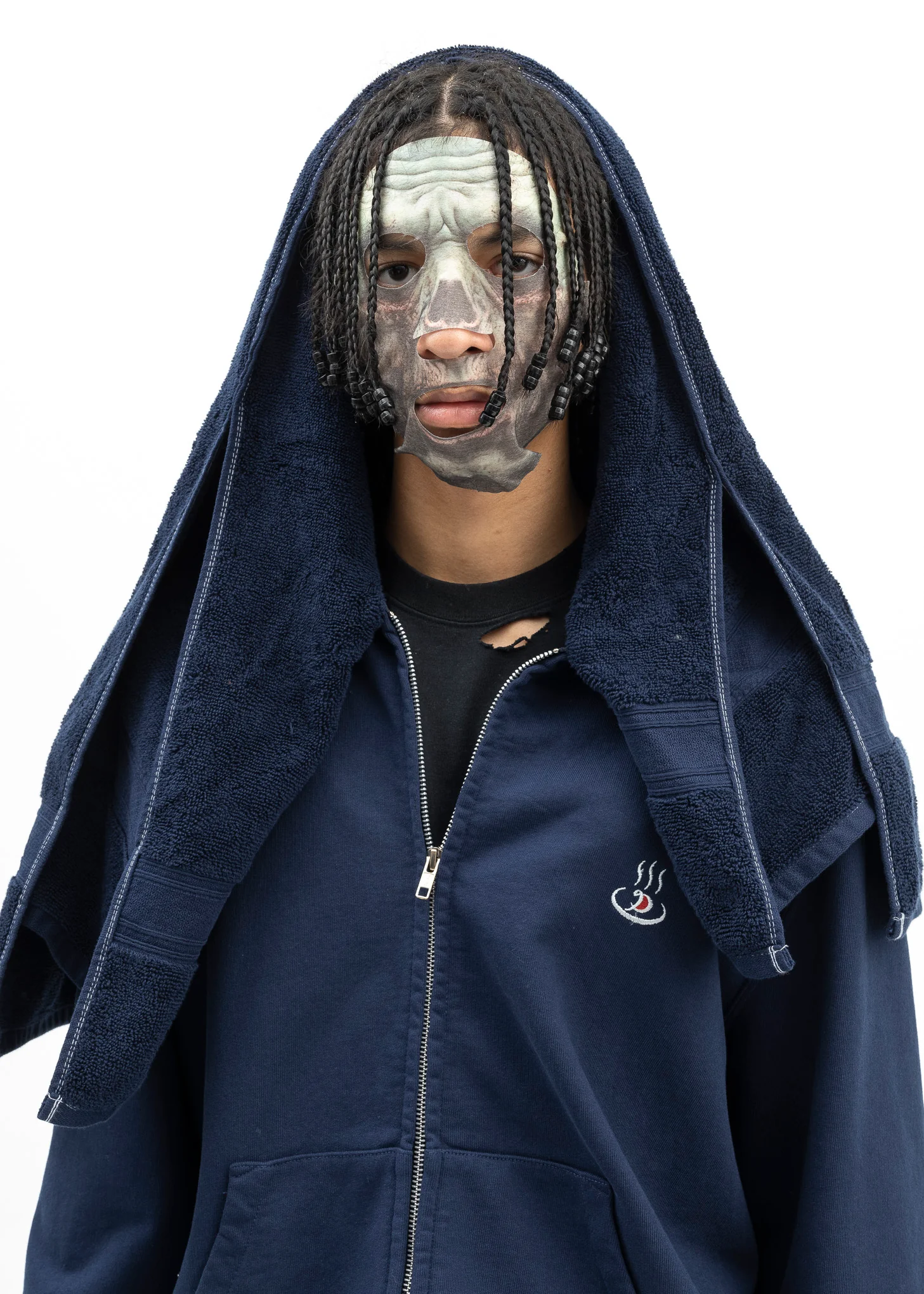 NAVY ONSEN TOWEL HOODIE - Image 4