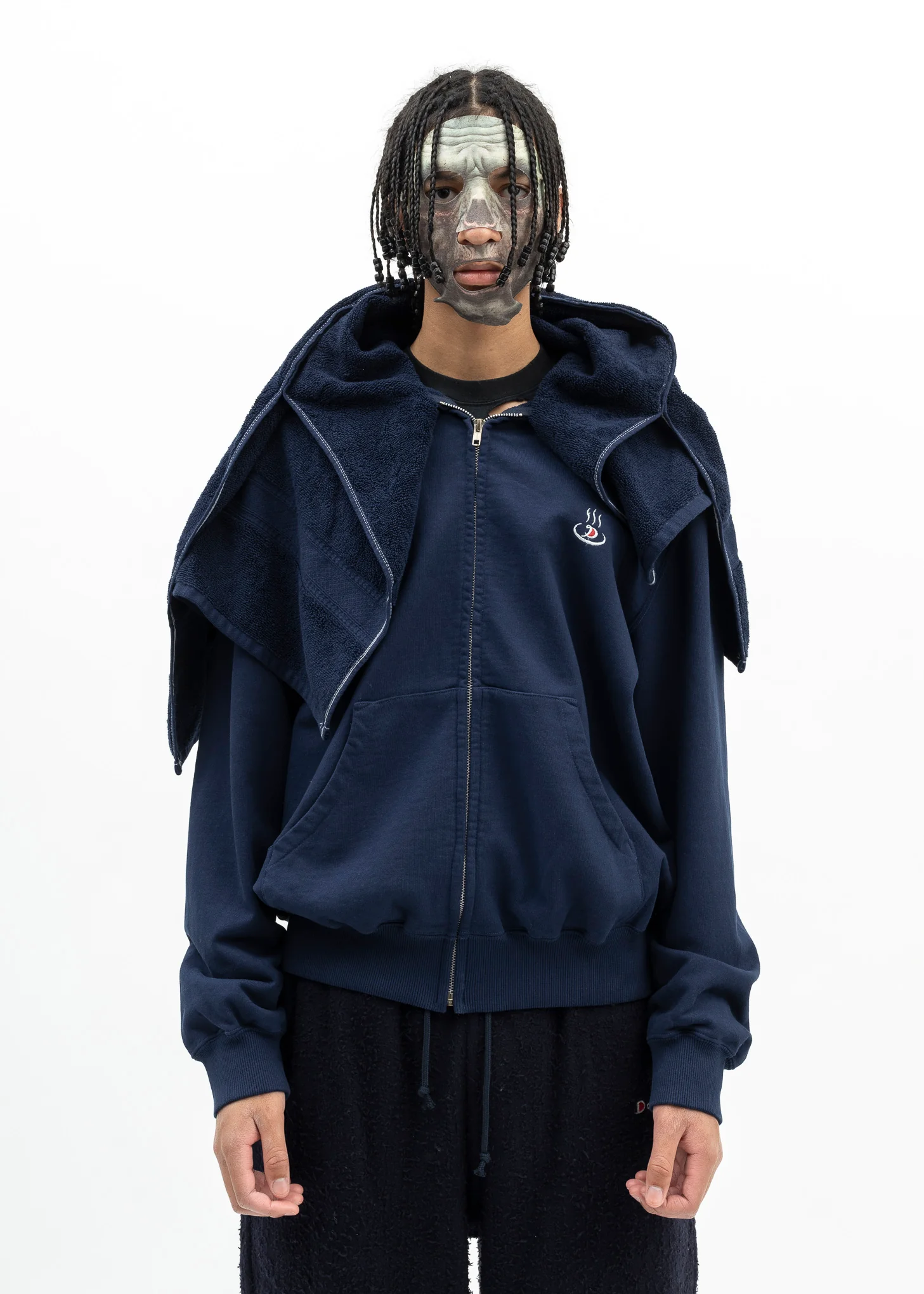 NAVY ONSEN TOWEL HOODIE - Image 5