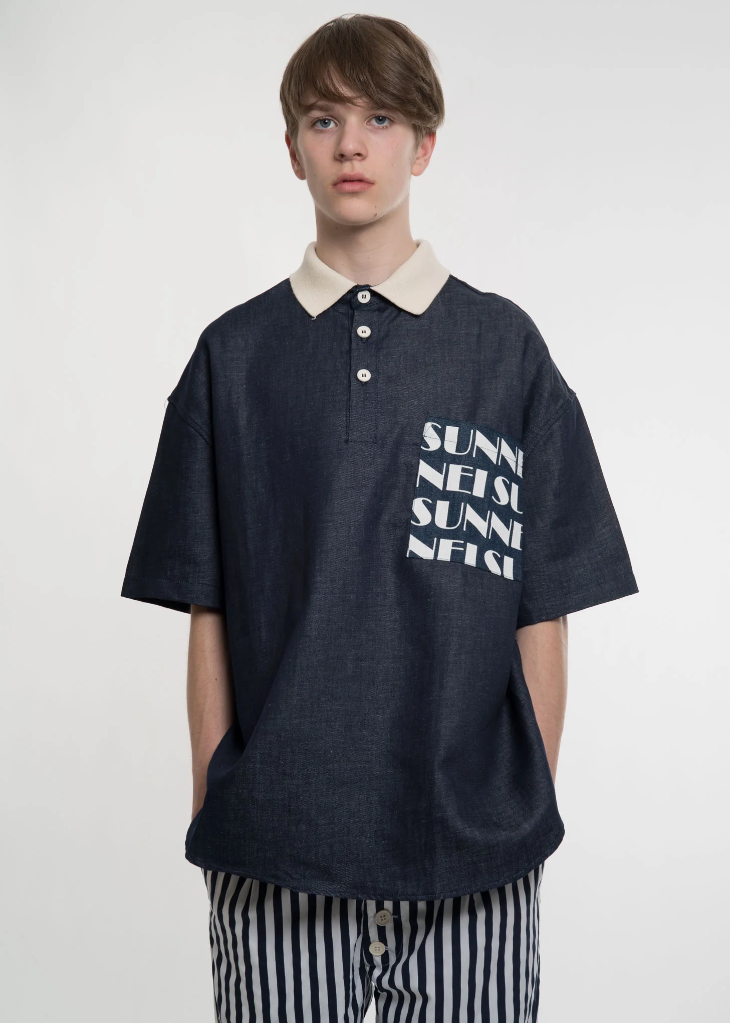 Navy Oversized Pocket Polo - Image 2