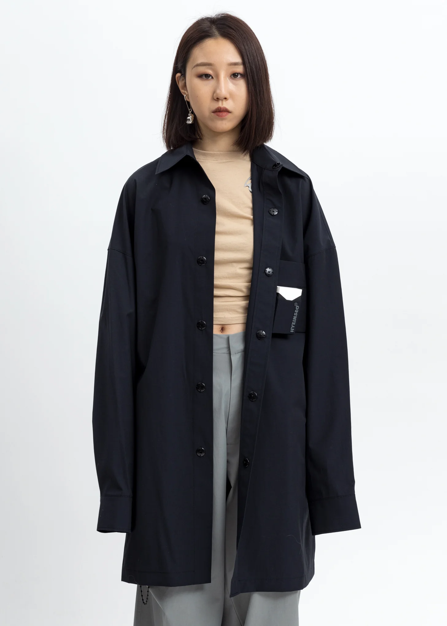 Navy Oversized Smoker's Shirt - Image 3