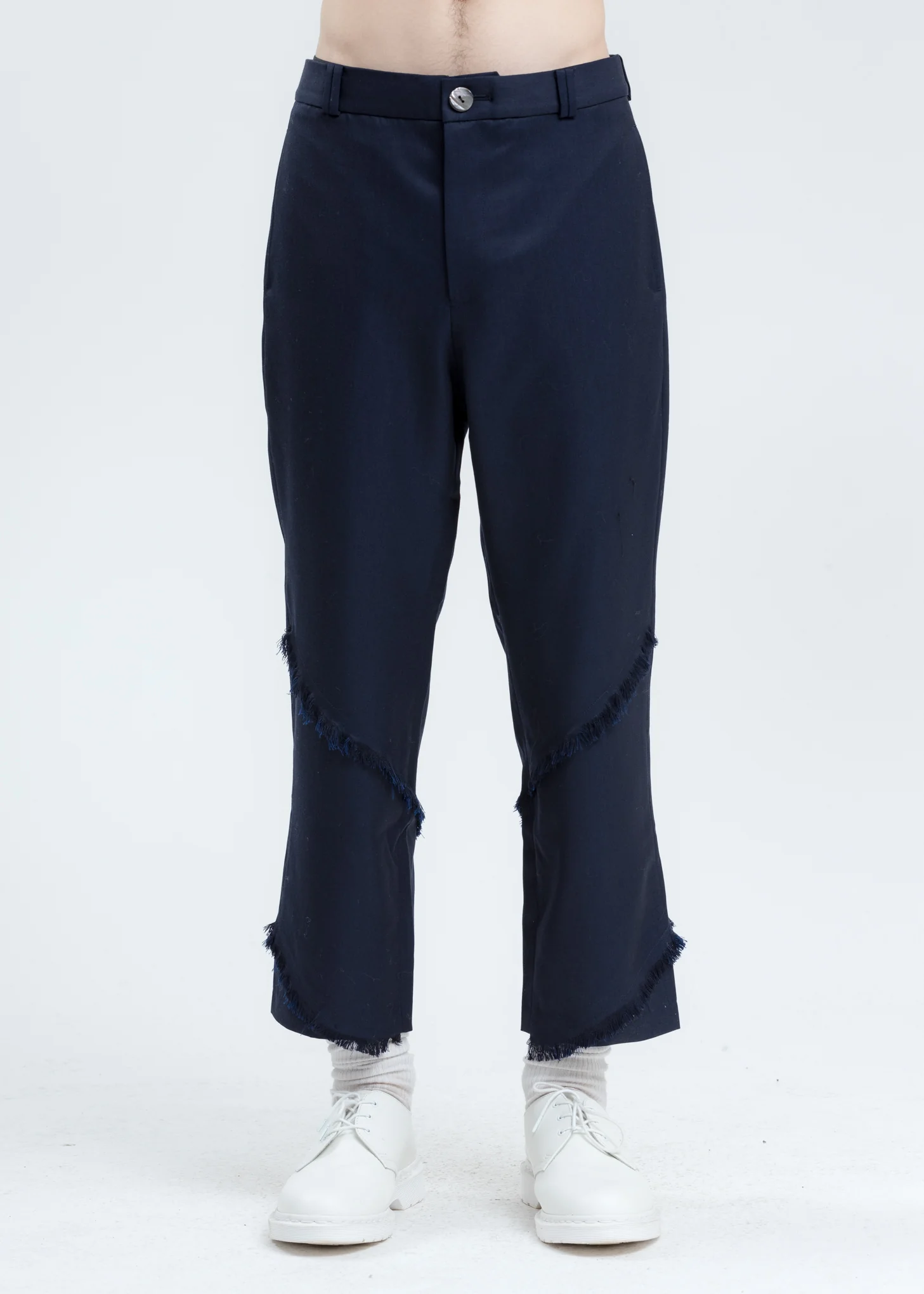 Navy Plaid Spiral Fringe Carter Trousers
