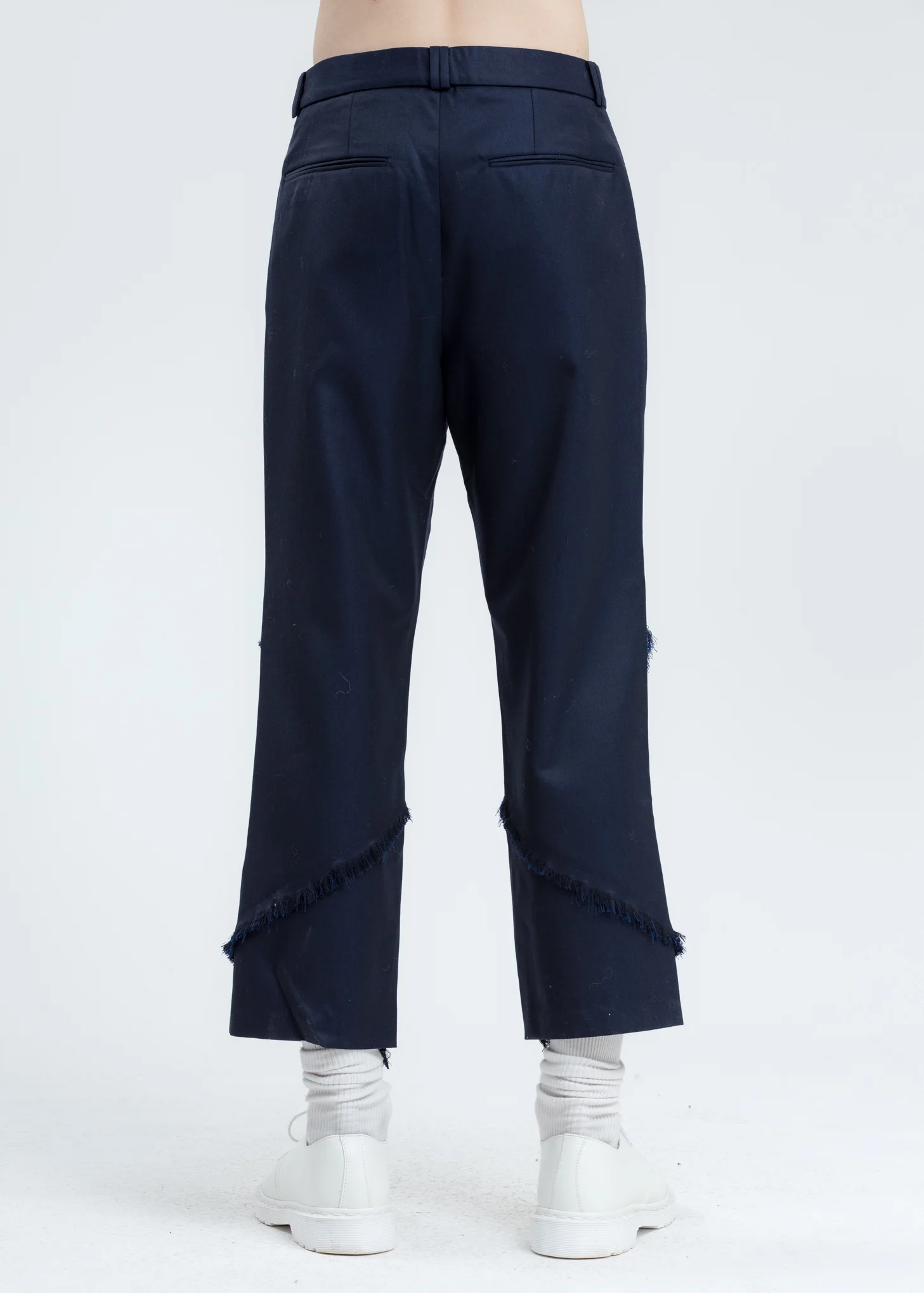 Navy Plaid Spiral Fringe Carter Trousers - Image 3