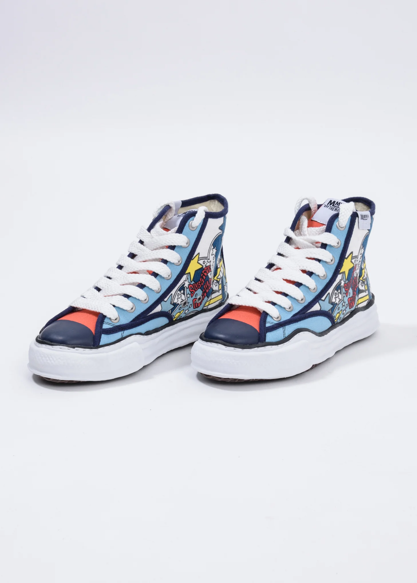Navy  Printed Canvas Original Sole High Top Sneaker