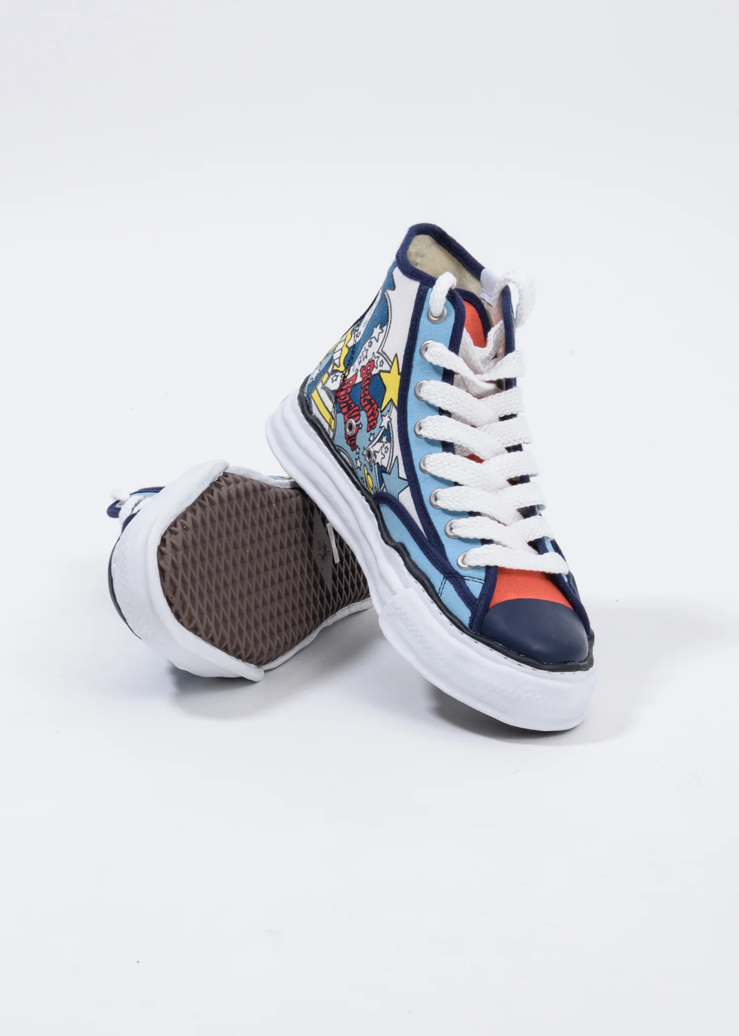Navy  Printed Canvas Original Sole High Top Sneaker - Image 3
