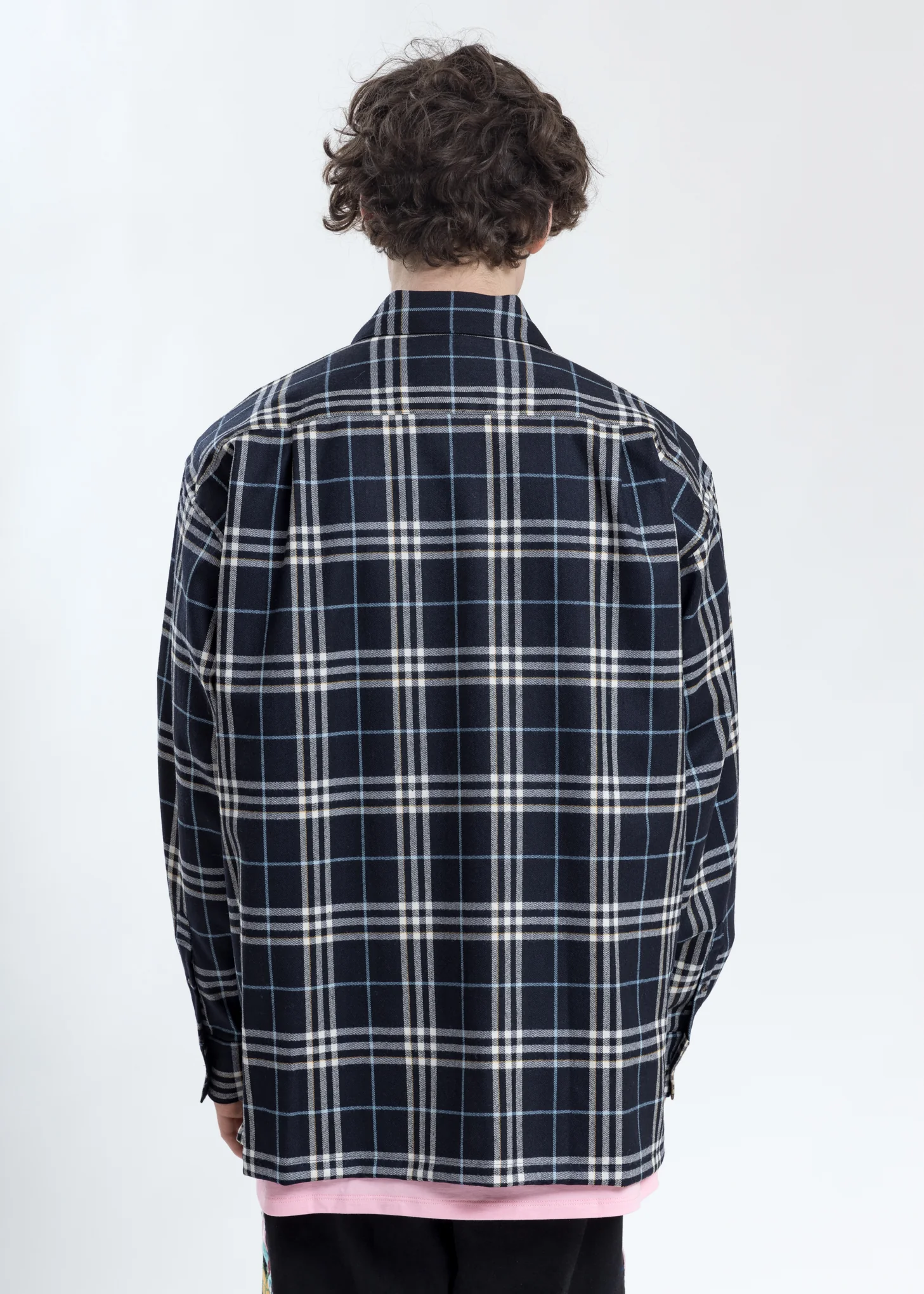 Navy Puppet Animal Embroidery Check Shirt - Image 4