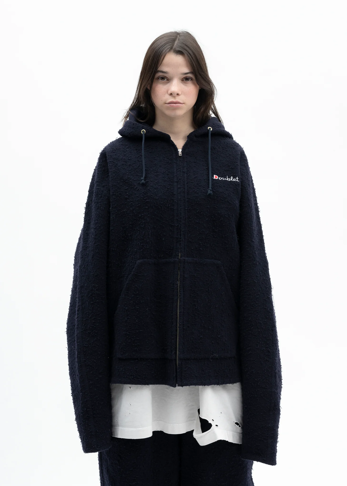 NAVY REVERSIBLE SEWING HOODIE