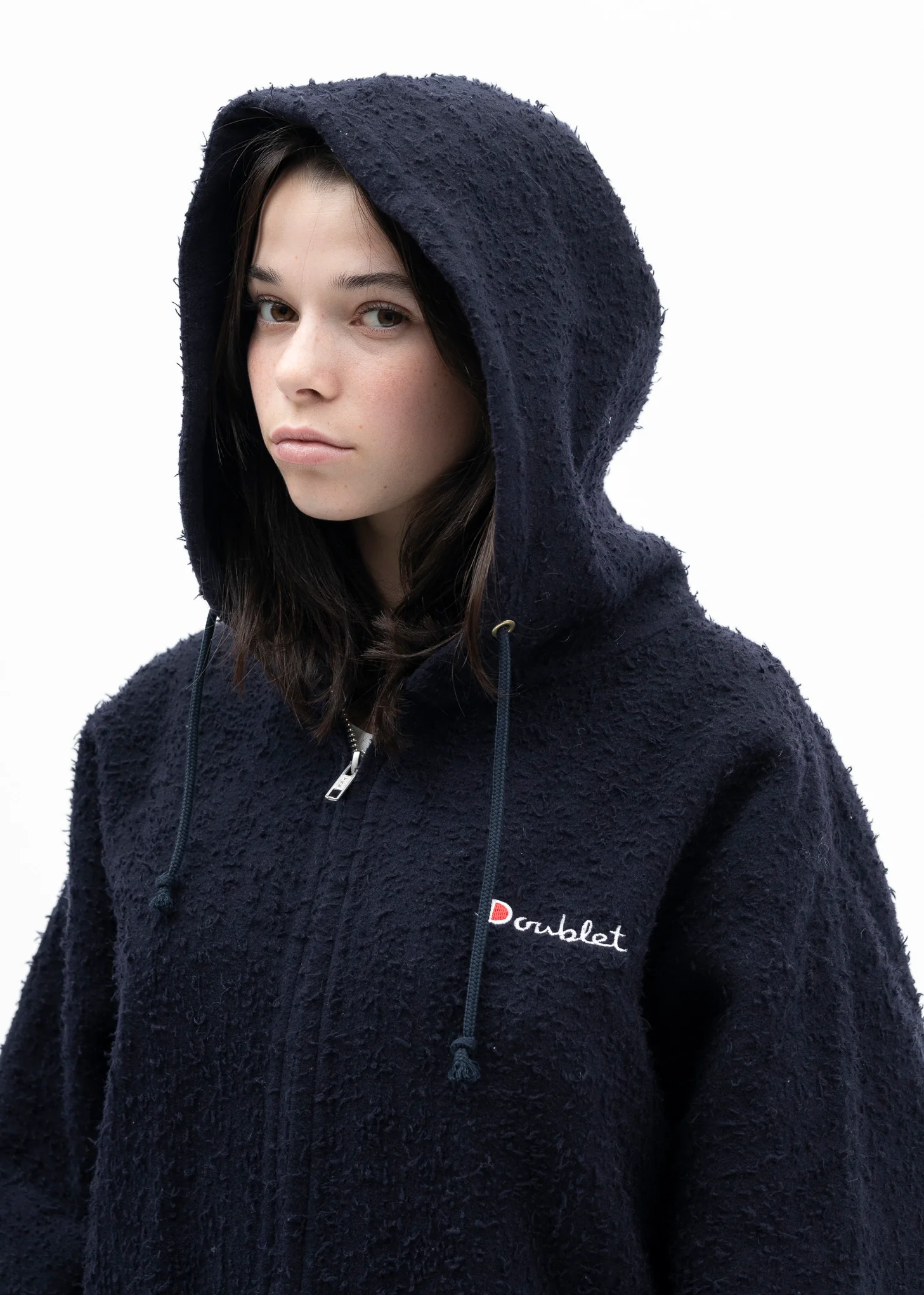 NAVY REVERSIBLE SEWING HOODIE - Image 2